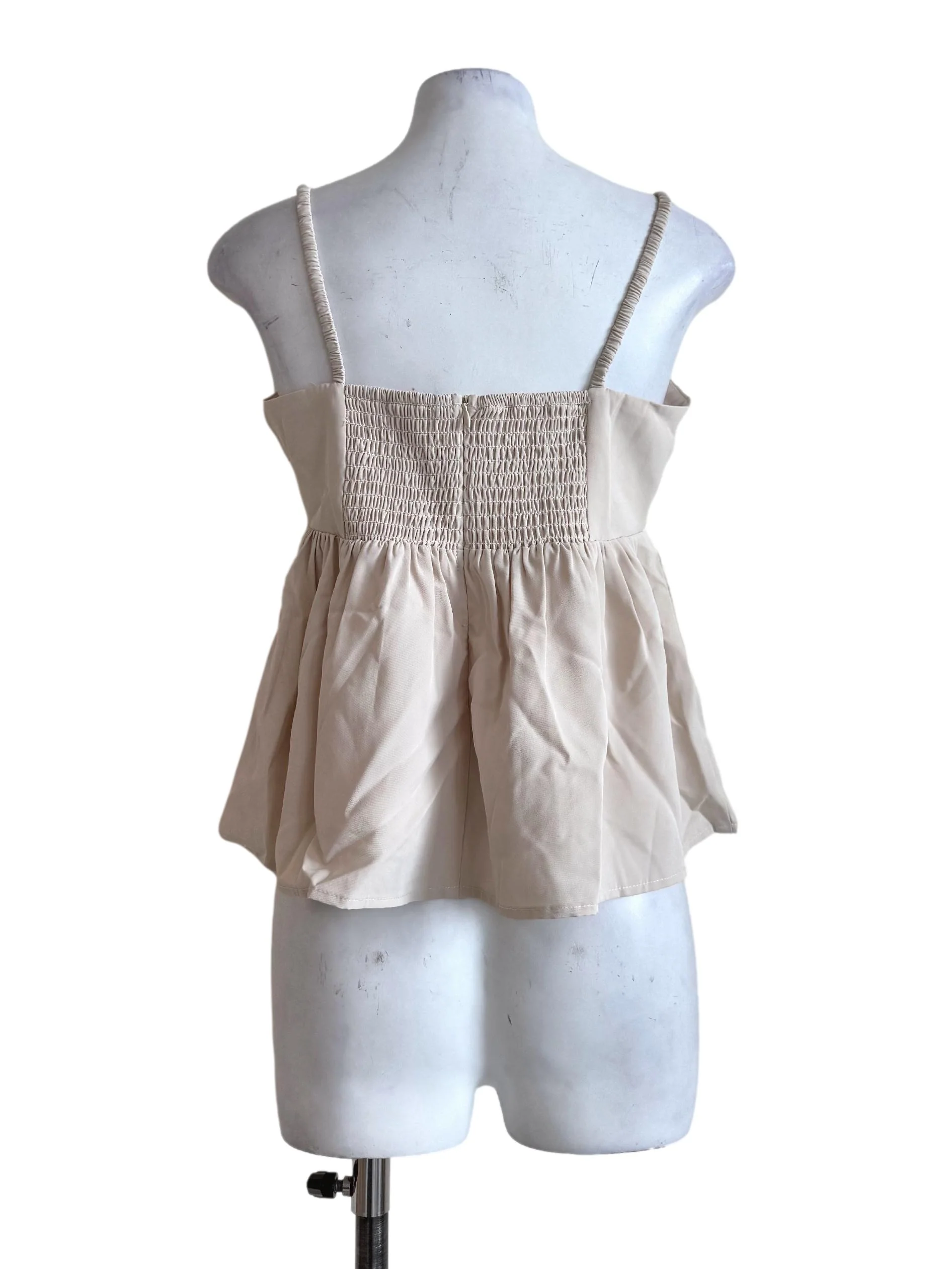 Beige Padded Sleeveless Top - Image 2