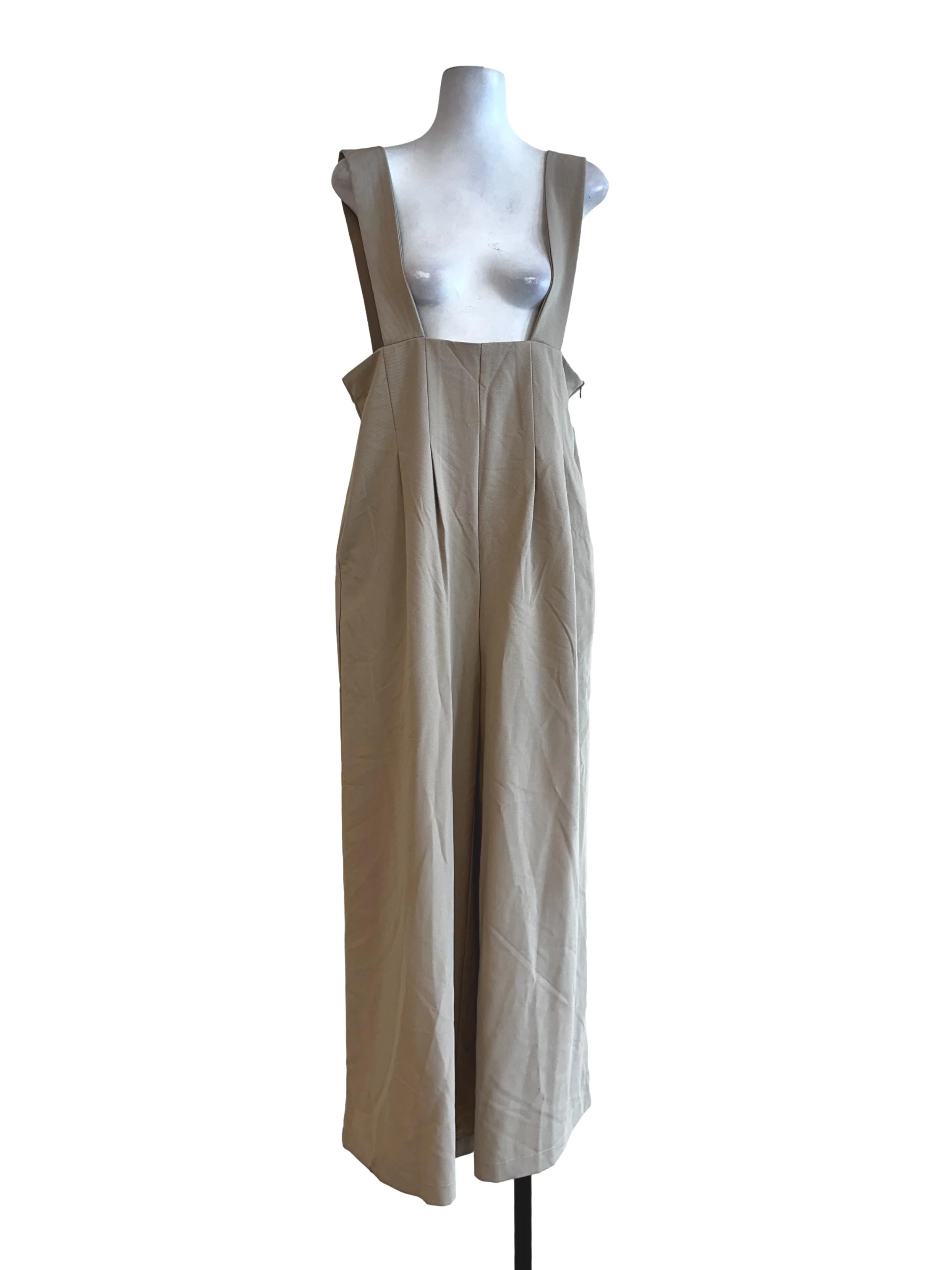 Beige Plain Jumpsuits
