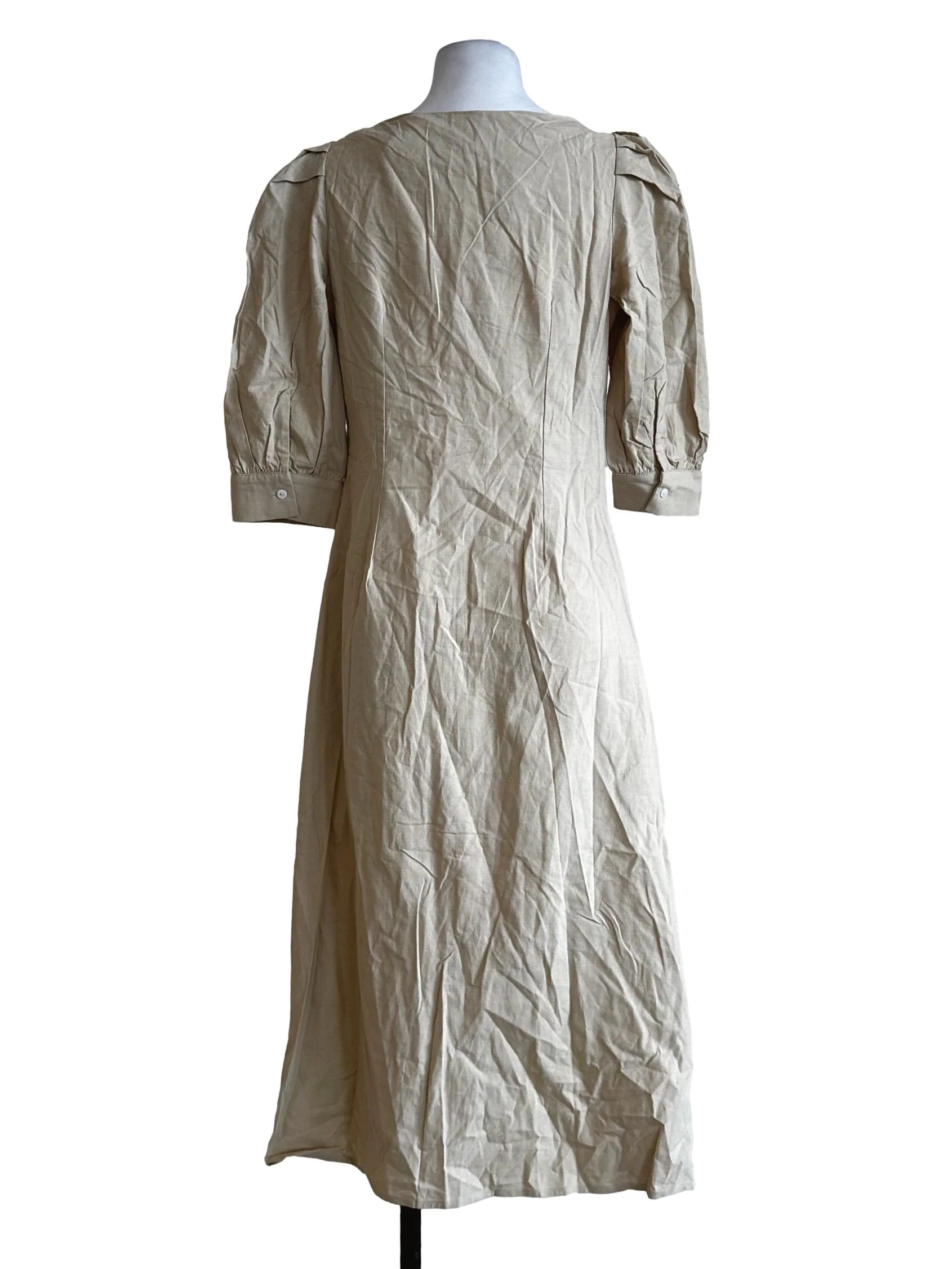 Beige Plain Midi Dress LB - Image 2