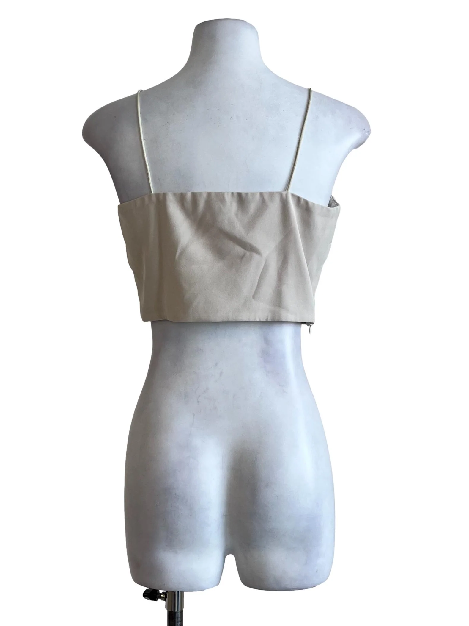 Beige Plain Sleeveless Top - Image 2