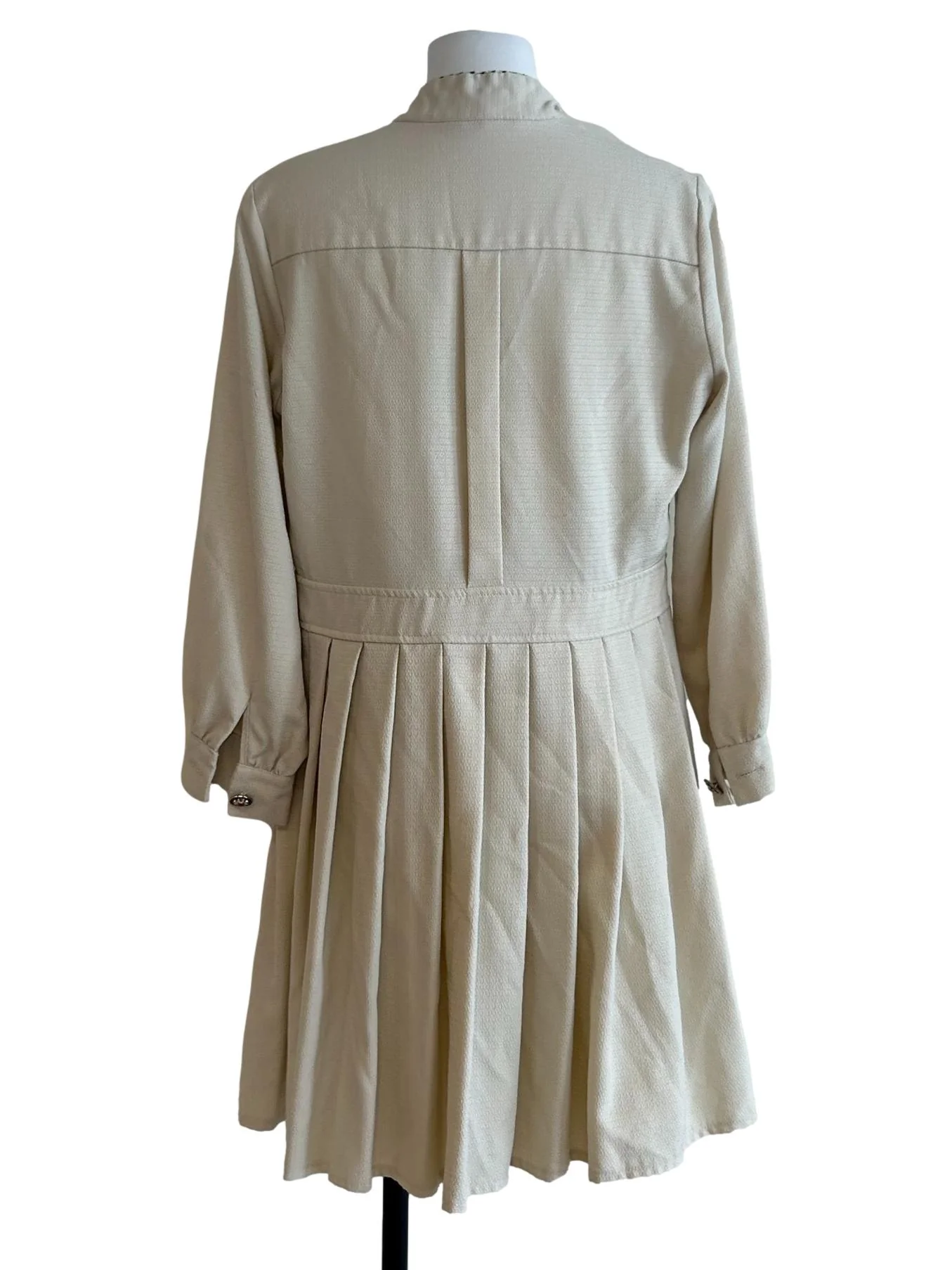 Beige Pleated Mini Dress - Image 2