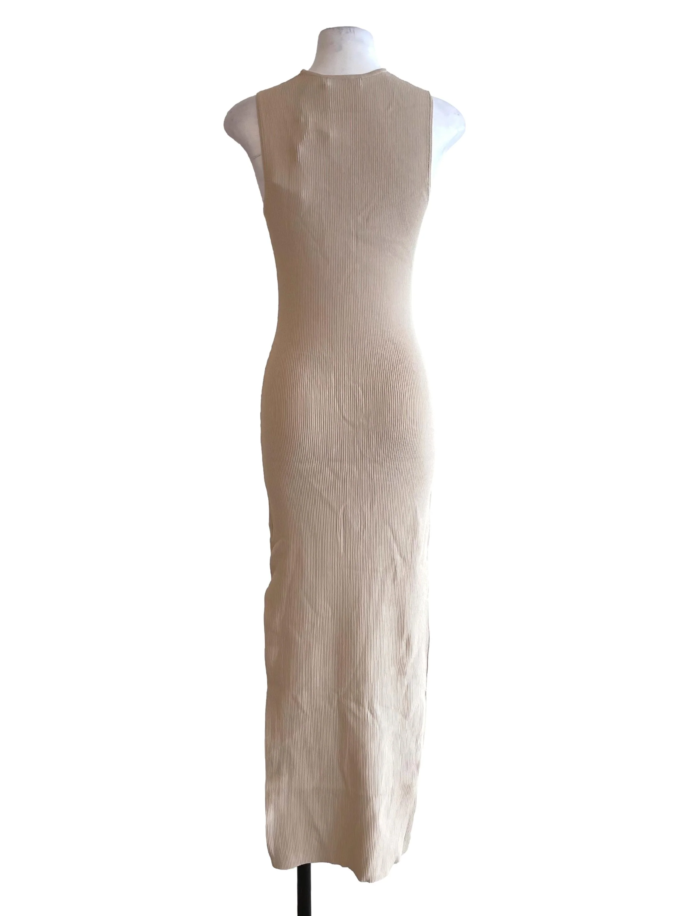 Beige Queen Anne Knit Bodycon Dress - Image 2