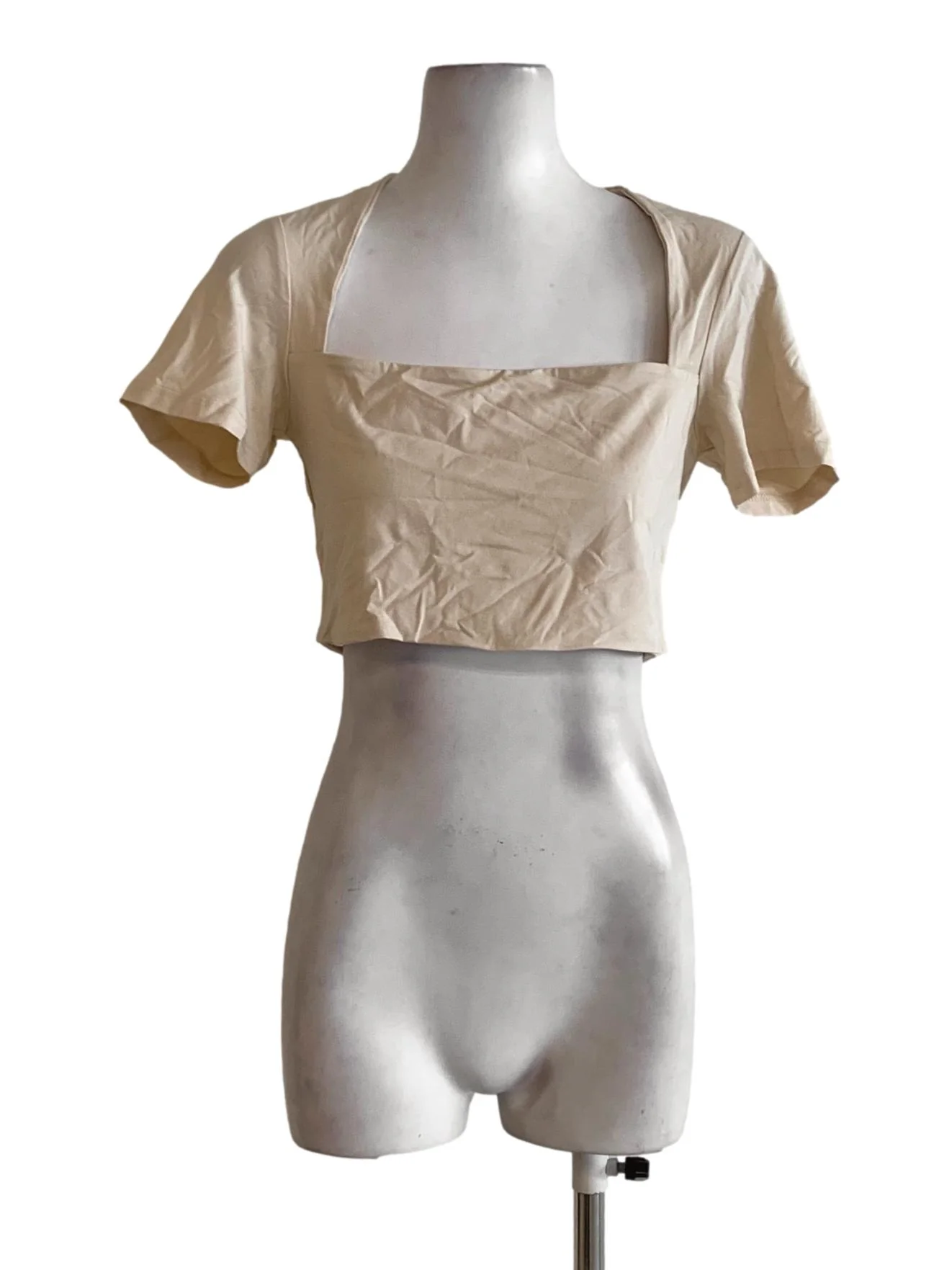 Beige Square Neckline Blouse