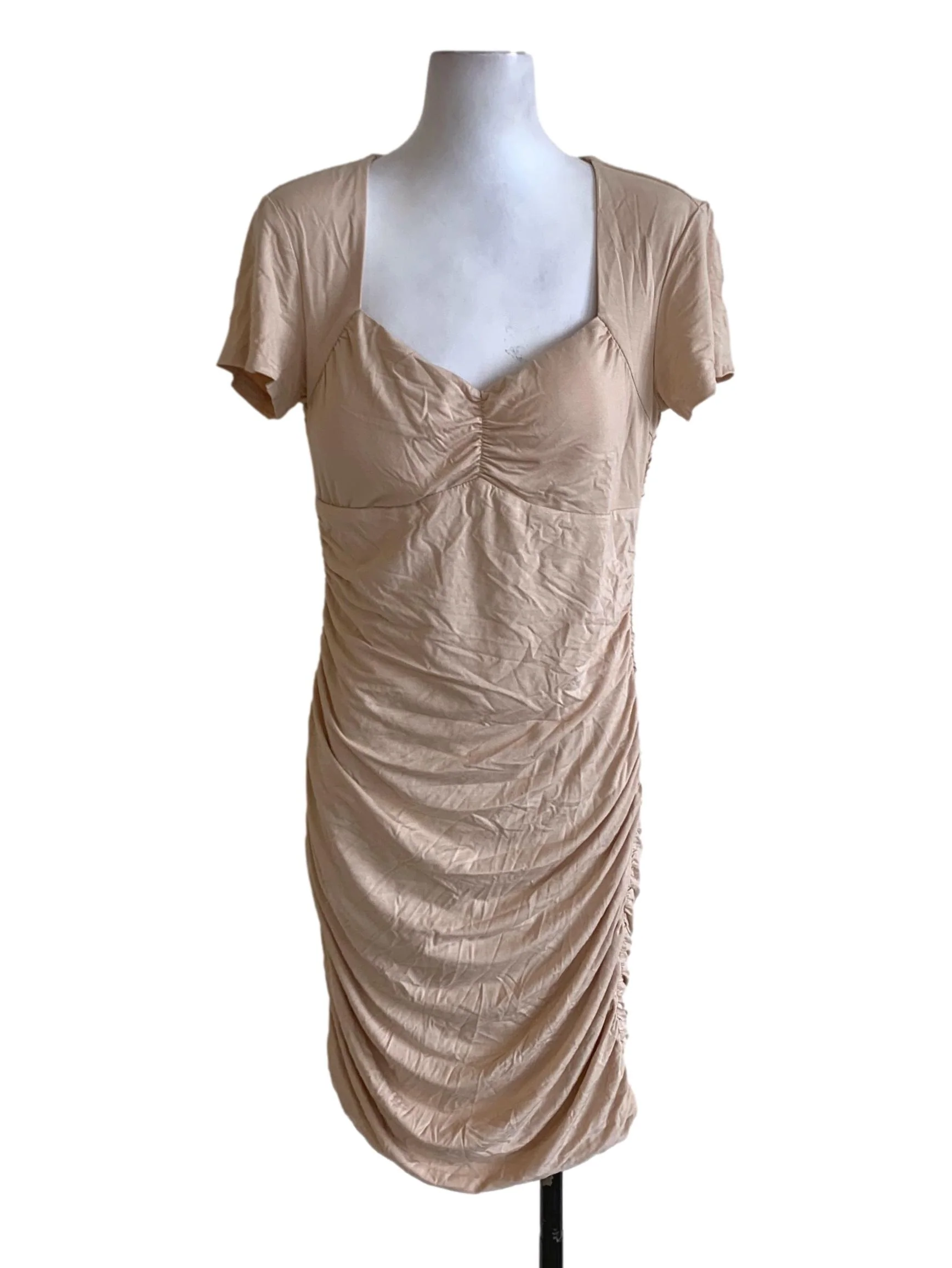 Beige Square Neckline Bodycon