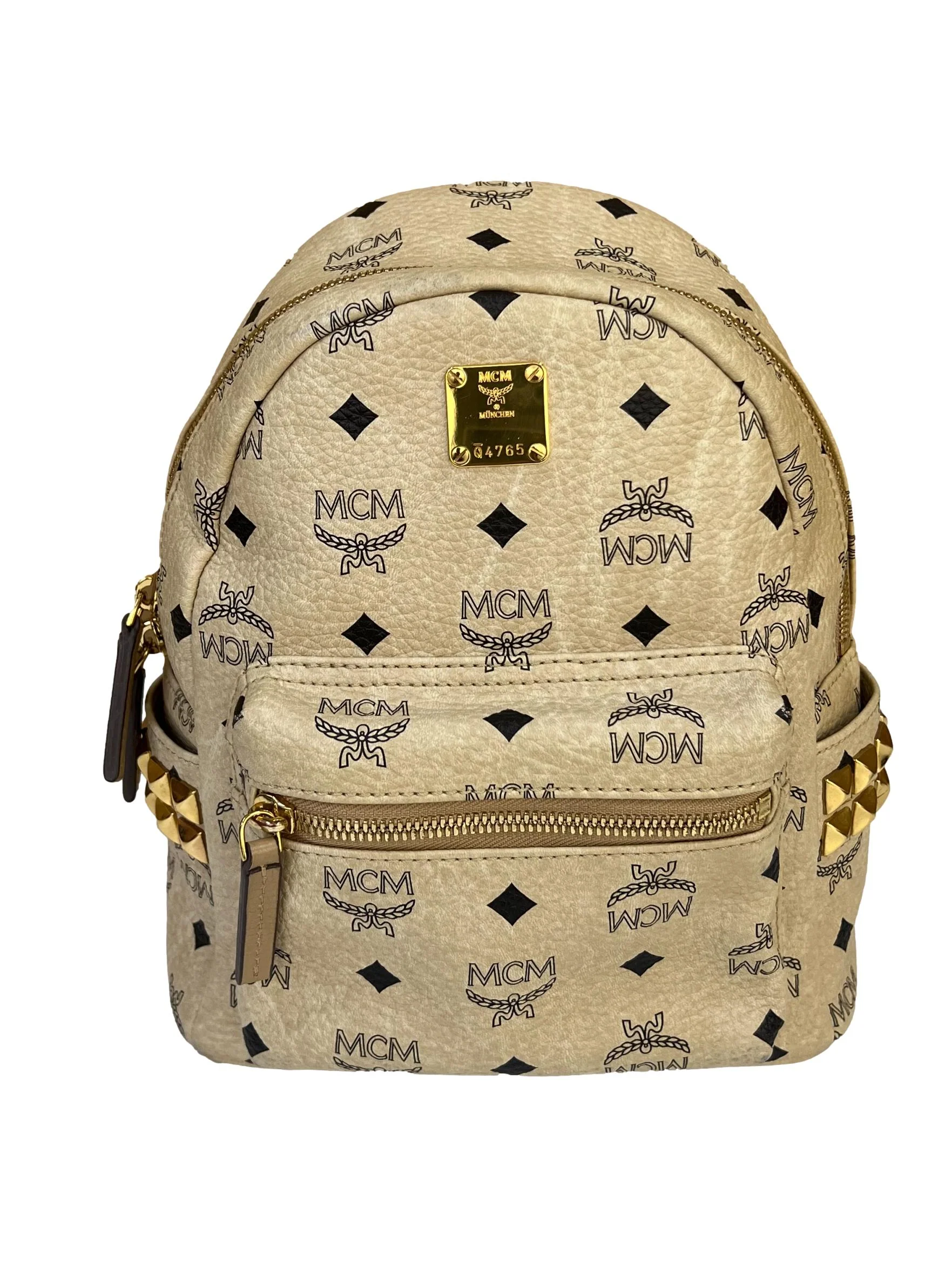 Beige Stark Side Studded Backpack