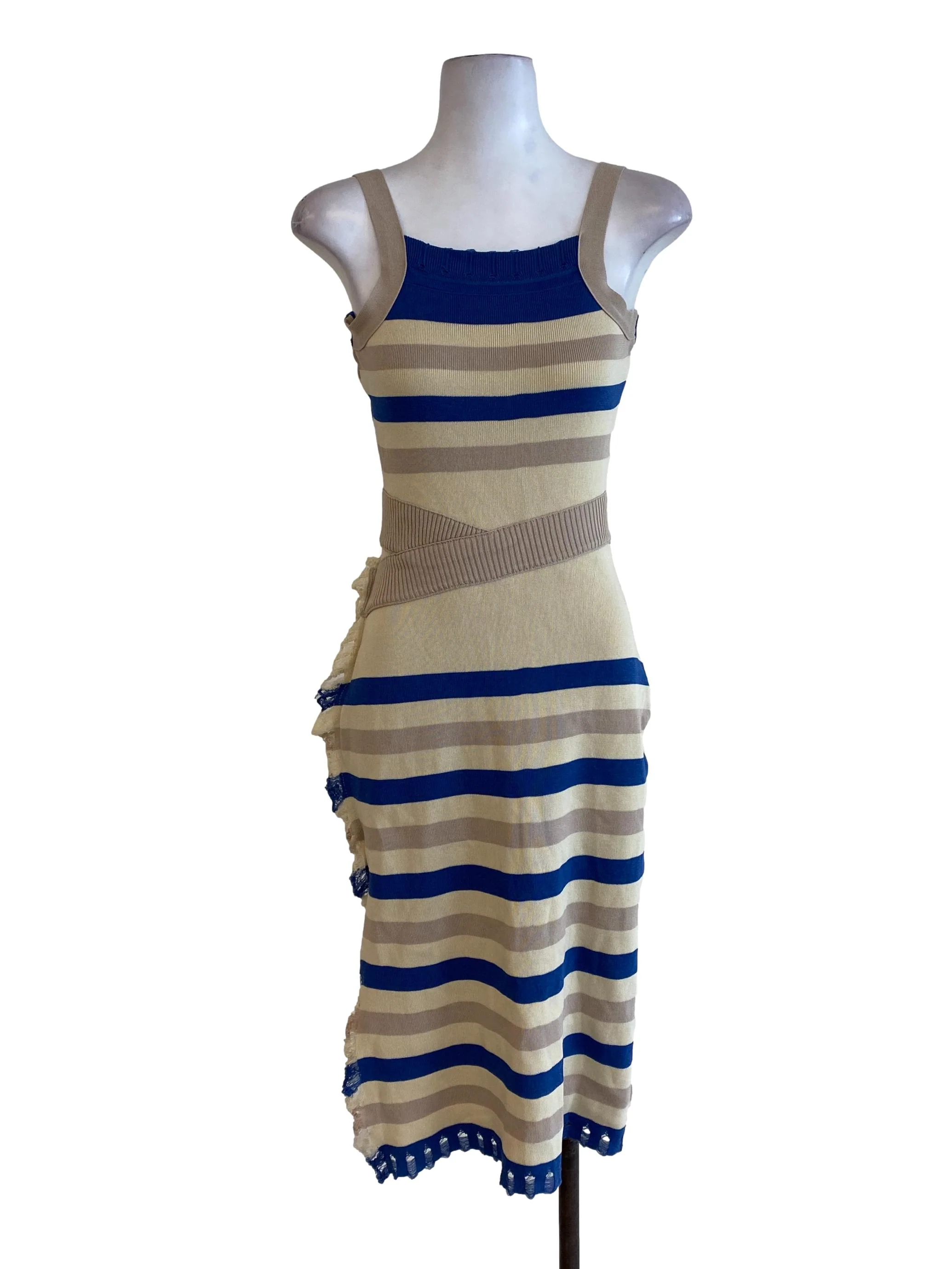 Beige Striped Knitted Dress