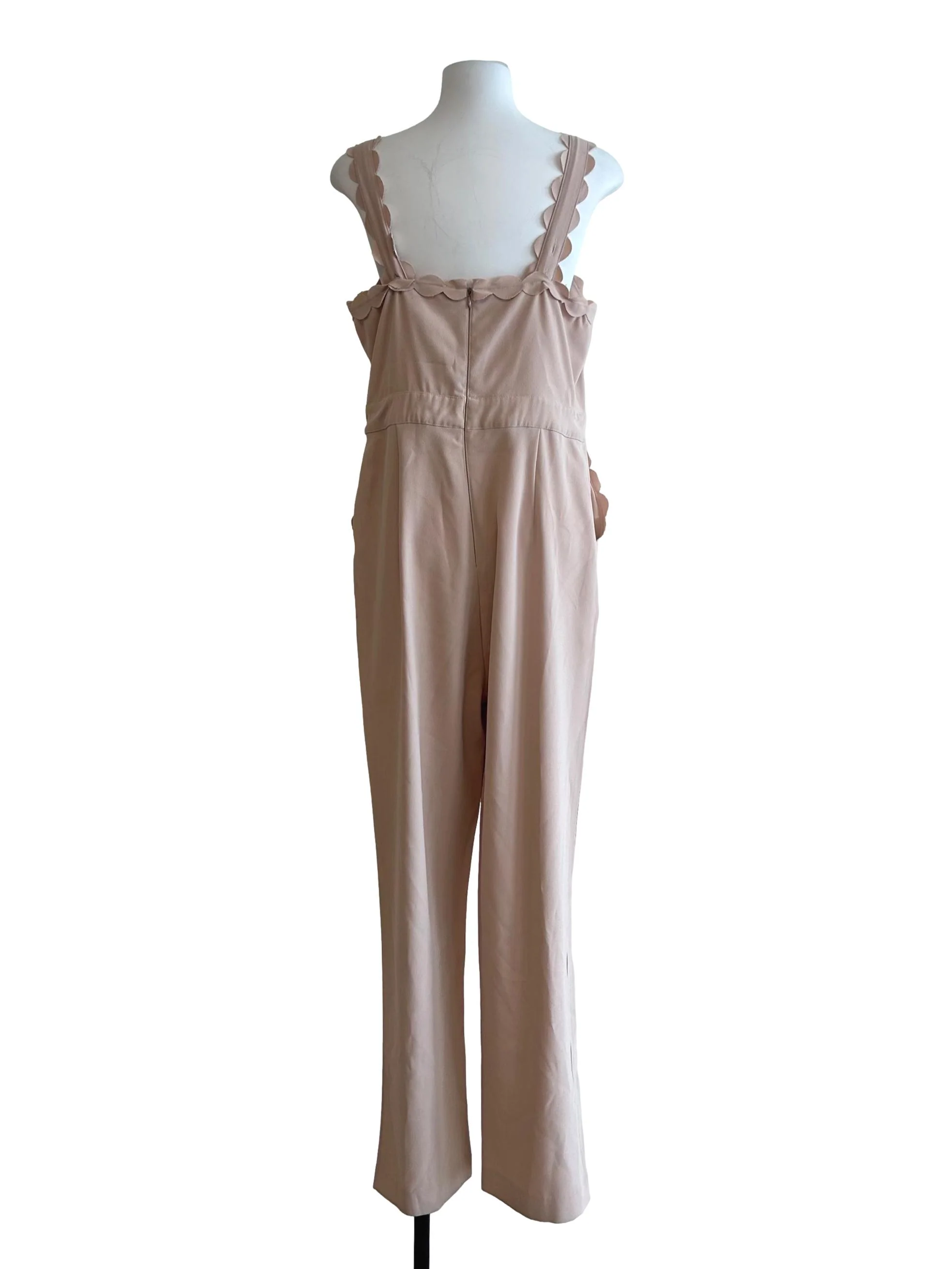 Beige Anthropologie Idris Scalloped Trim Jumpsuit - Image 2