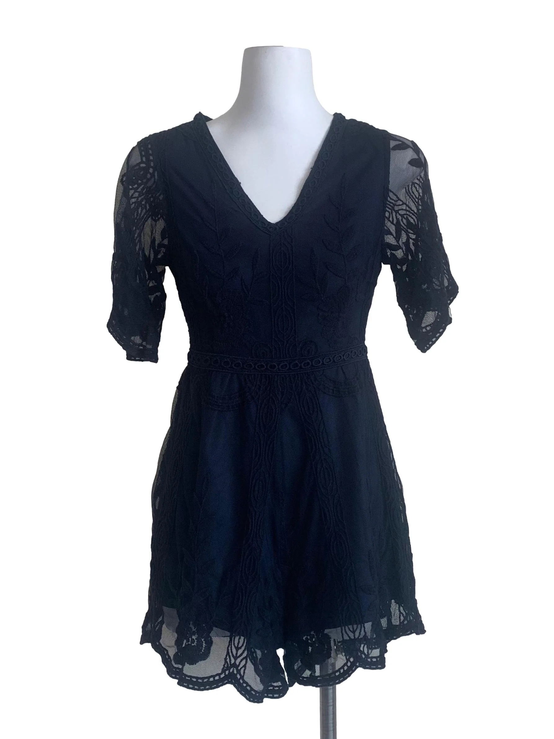 Berry Blue Laced Pattern Romper