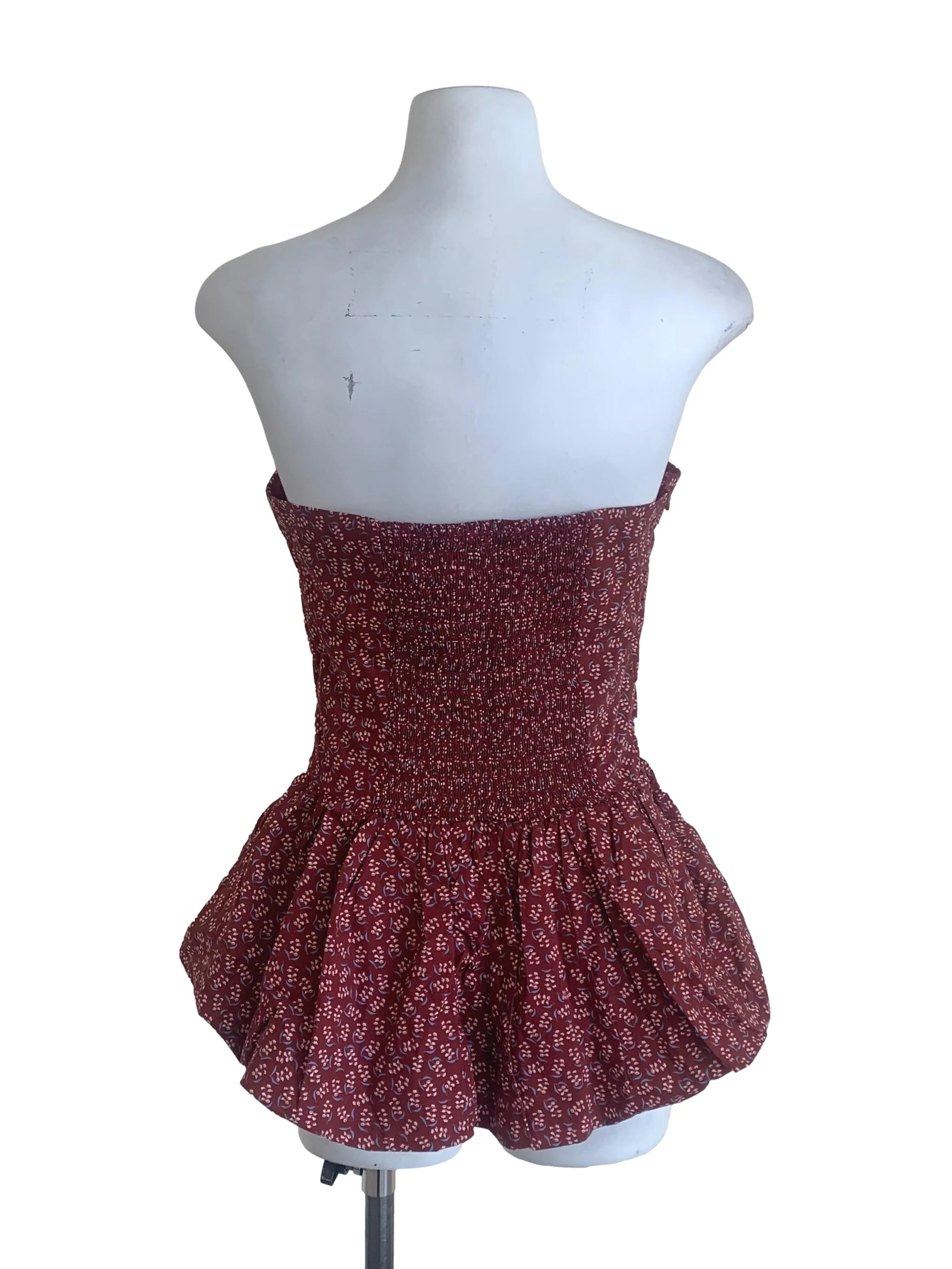 Berry Red Floral Pattern Balloon Top - Image 2