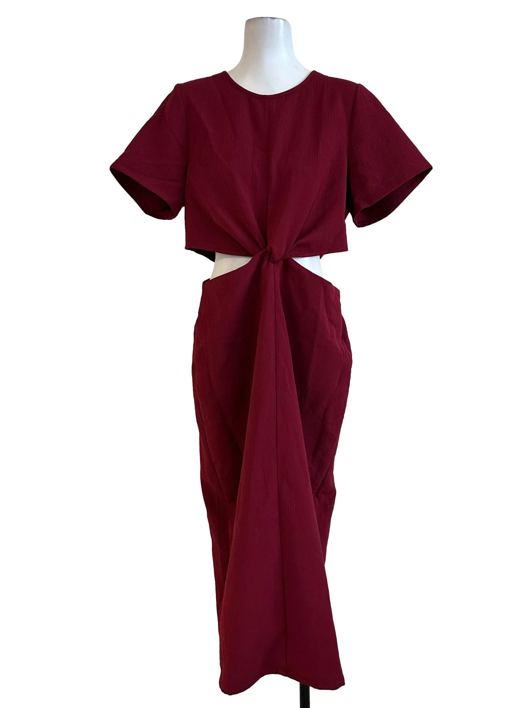 Berry Red Textured Knot Dress
