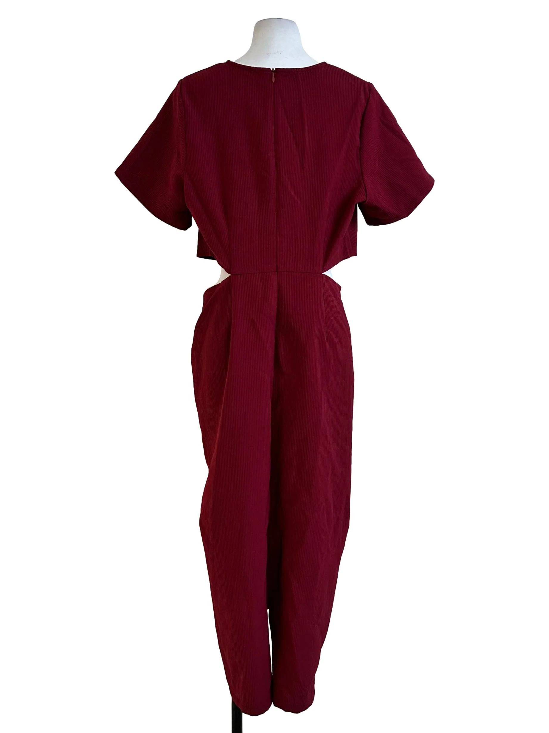 Berry Red Textured Knot Dress - Image 2
