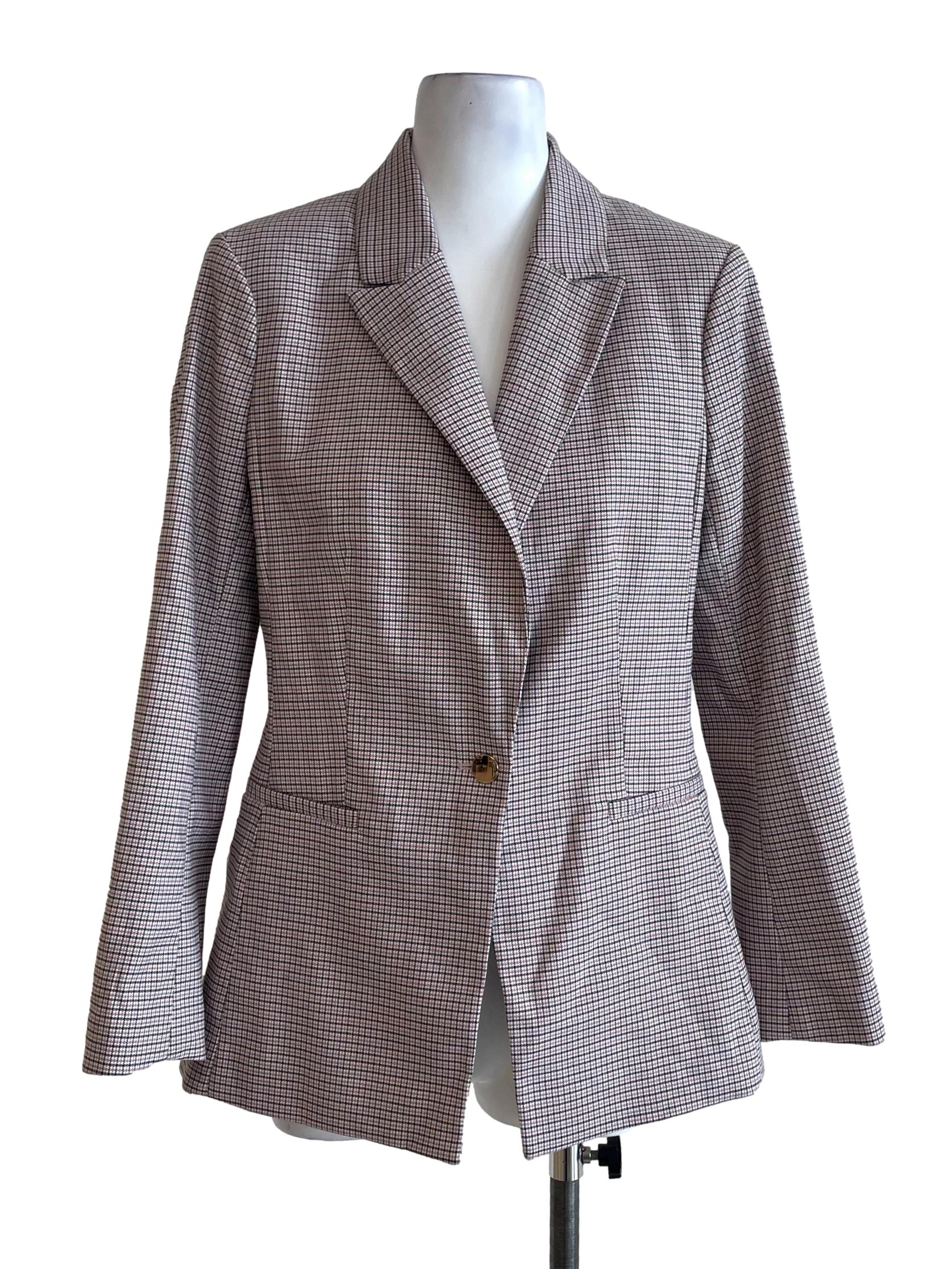 Black And Pink Checked Blazer