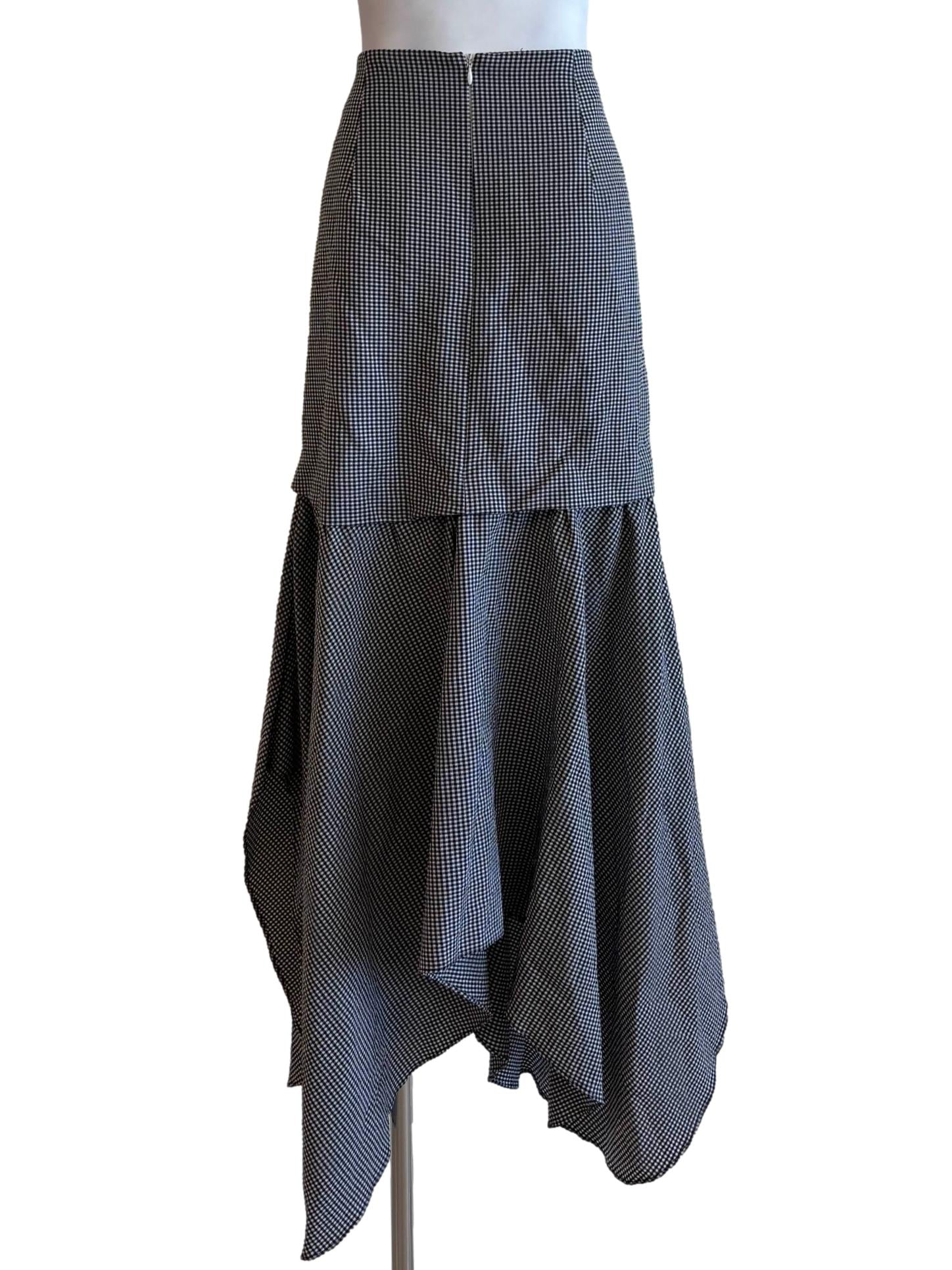 Black And White Gingham Asymmetrical Skirt - Image 2