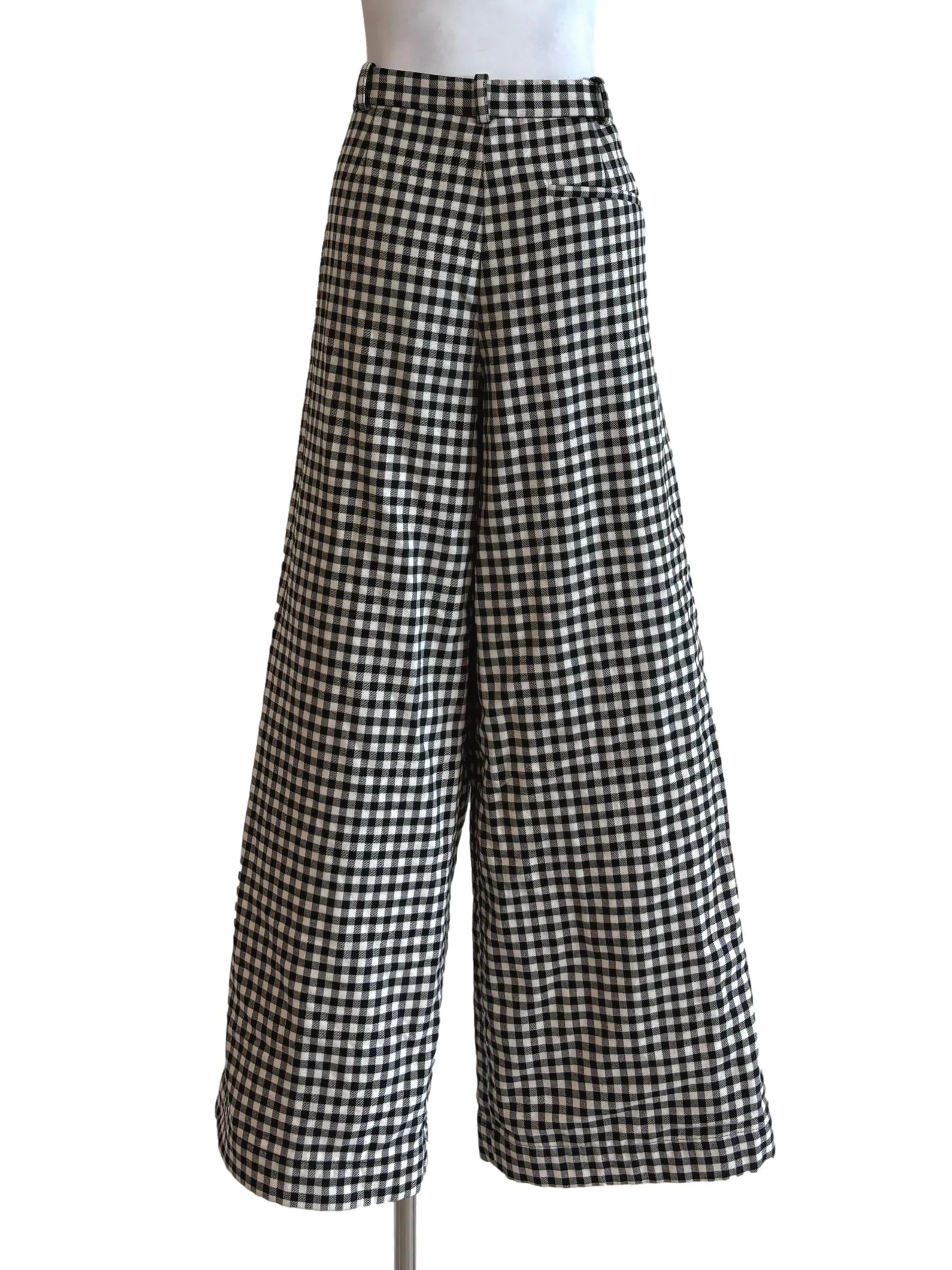 Black And White Gingham Wide Pants - Image 2