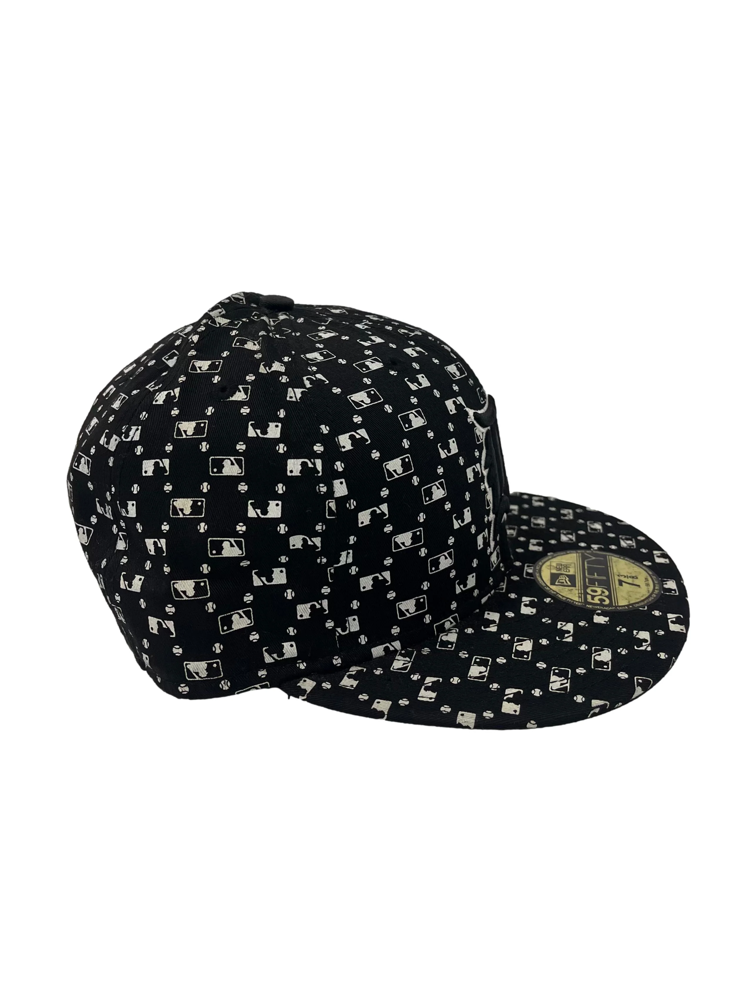 Black And White Monogram Print With Embroidery Snapback Cap - Image 3