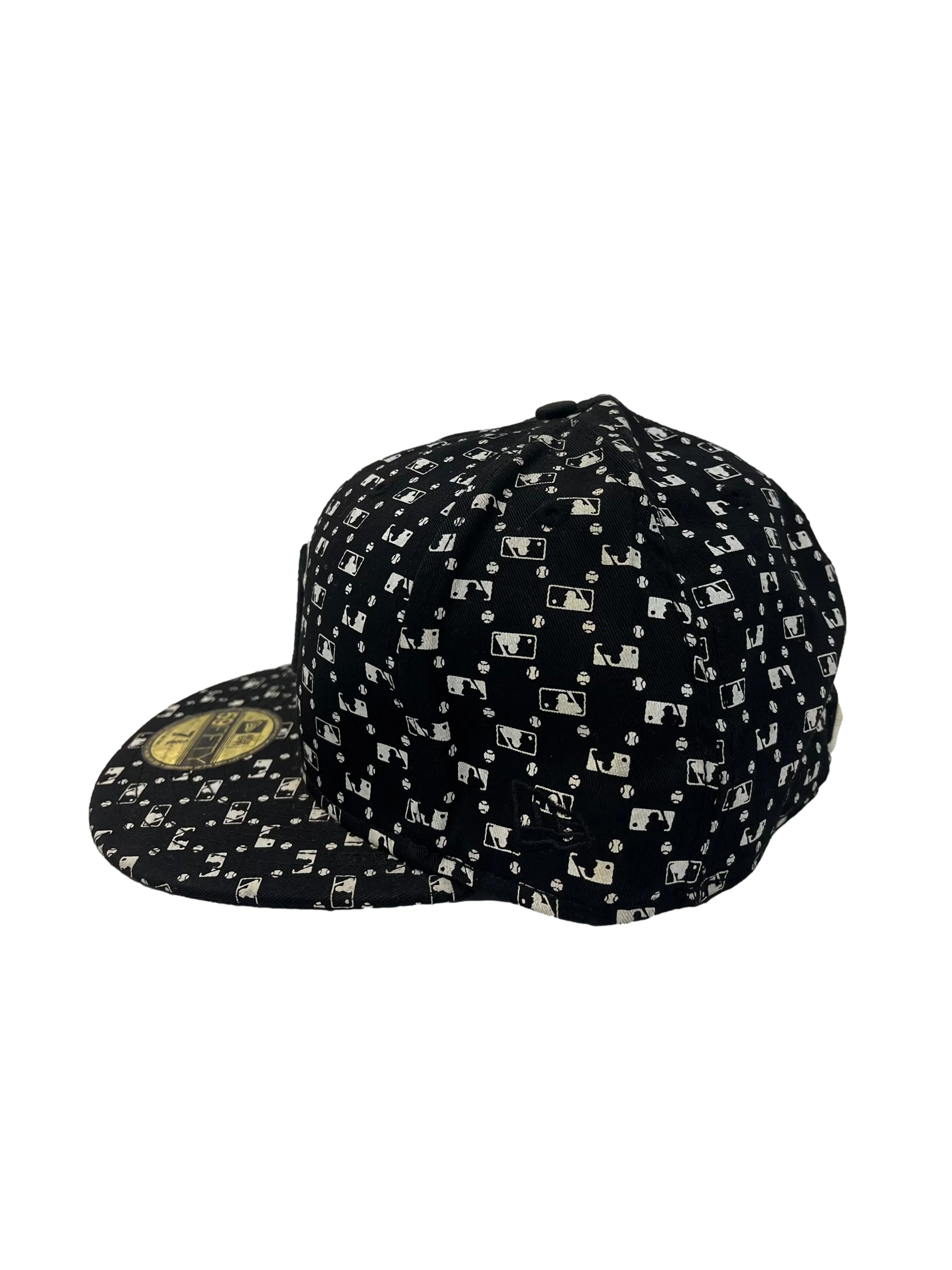 Black And White Monogram Print With Embroidery Snapback Cap - Image 4