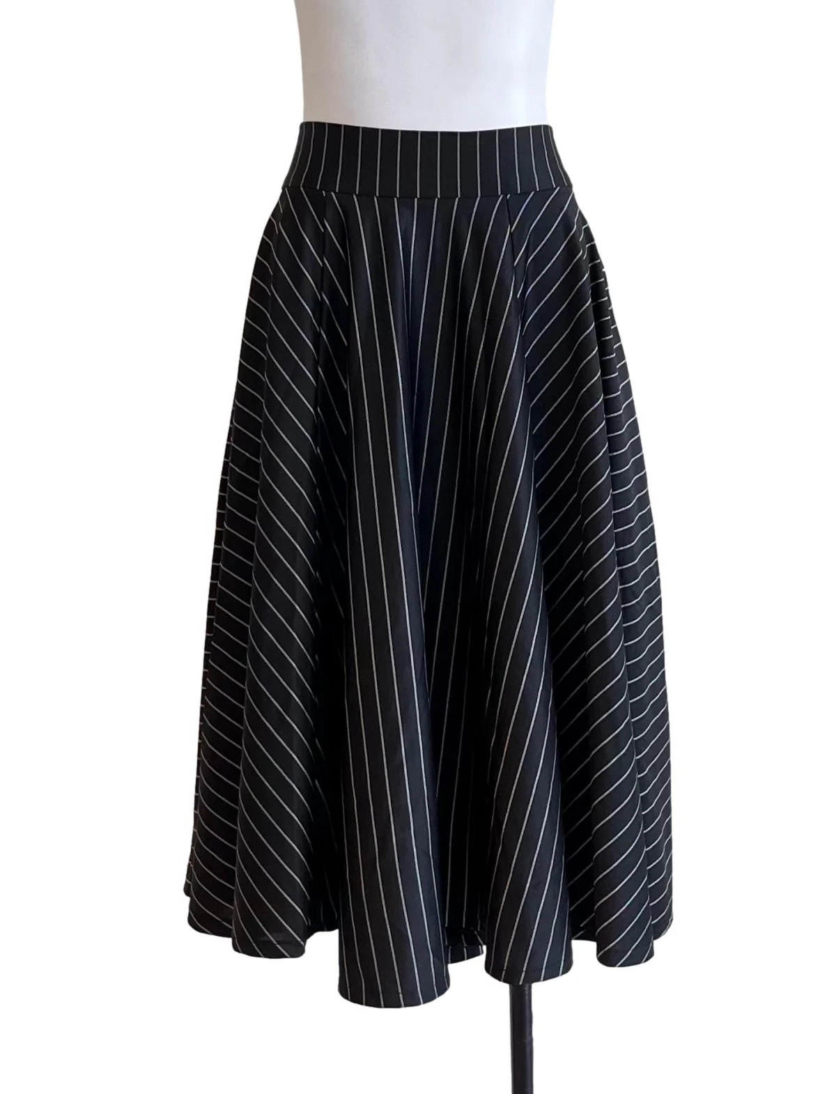 Black And White Pinstripe Circle Skirt