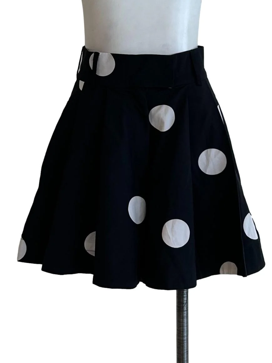 Black And White Polka Dot Pleated Shorts