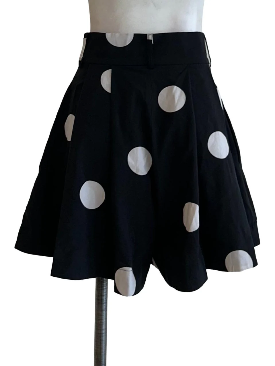 Black And White Polka Dot Pleated Shorts - Image 2