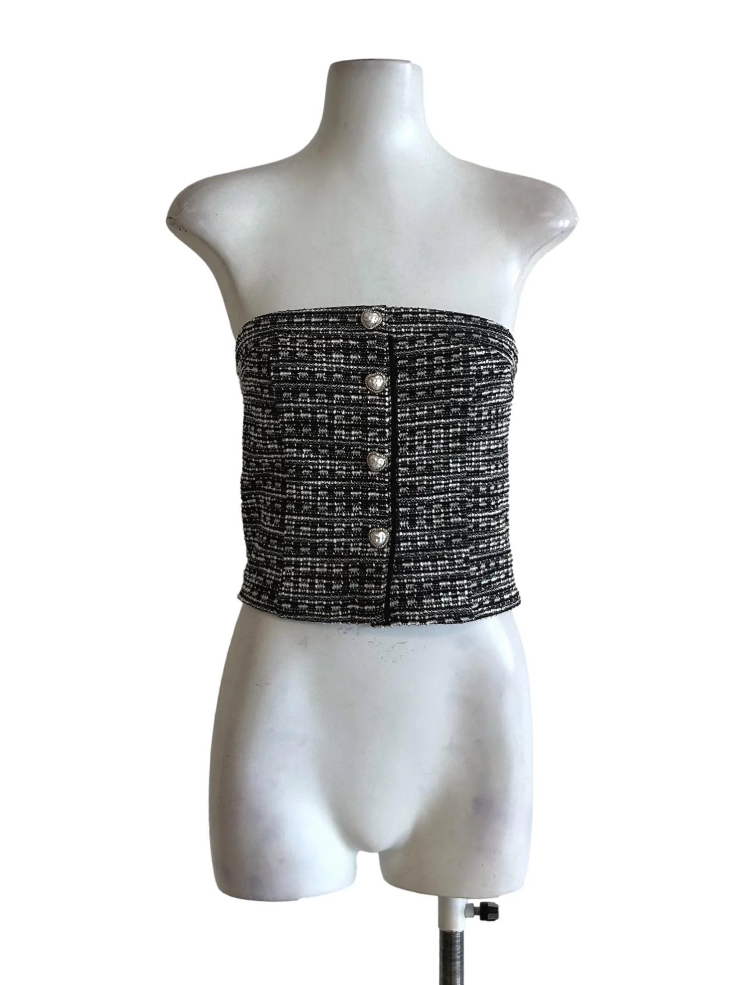 Black And White Tweed Tube Top