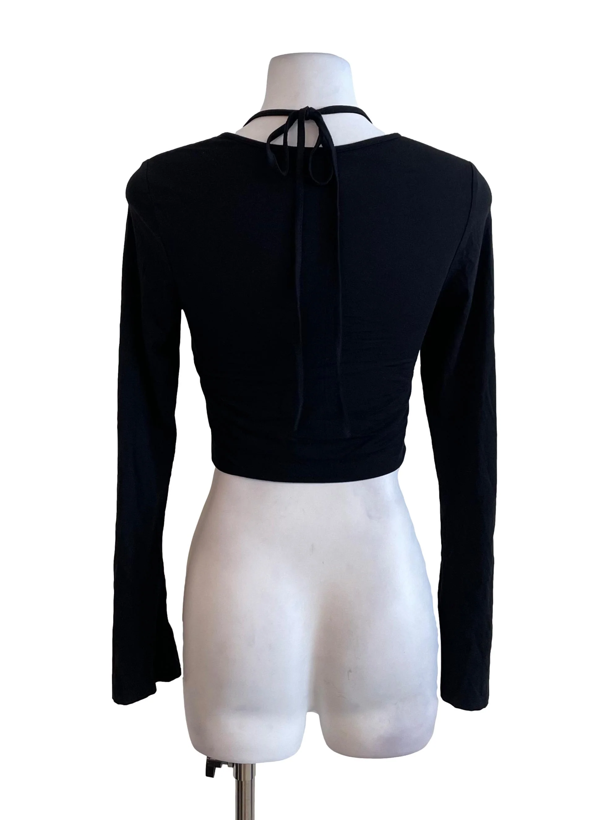 Black Angle Neck Long Sleeves Top - Image 2
