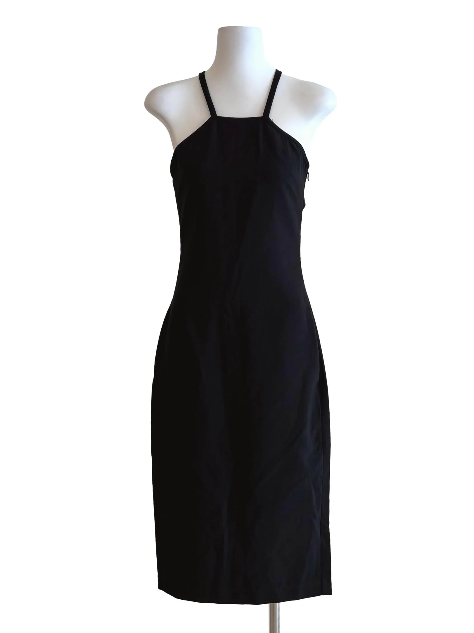 Black Apron Neck Pencil Dress