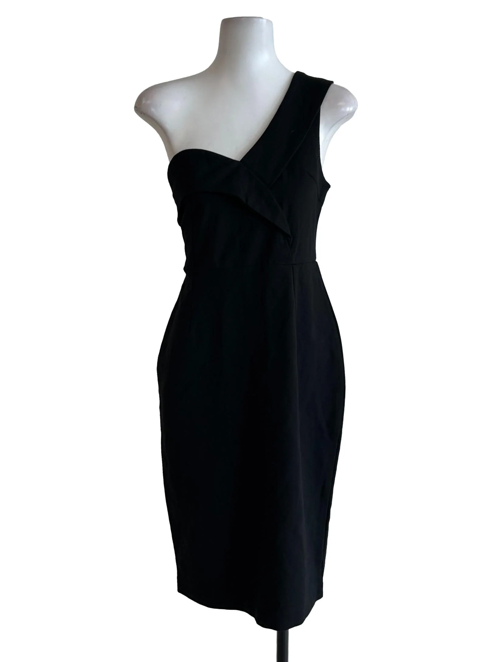 Black Asymmetric Neckline Dress