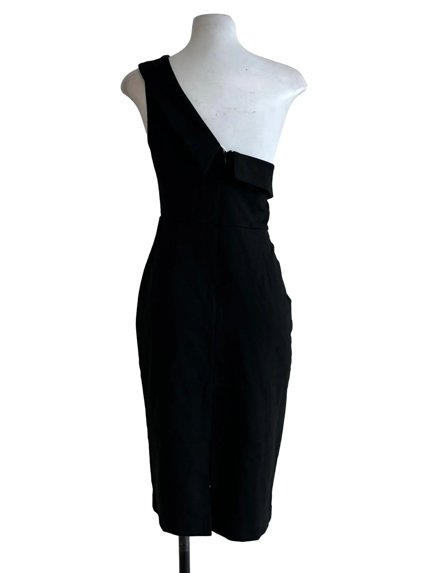 Black Asymmetric Neckline Dress - Image 2