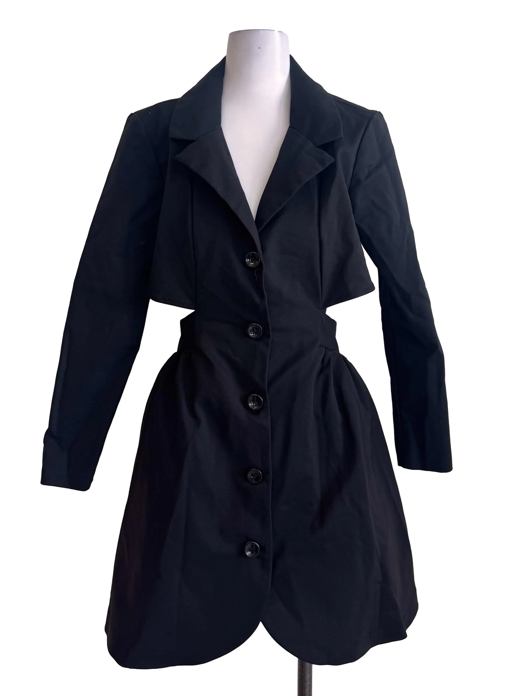 Black Backless Collared Dress