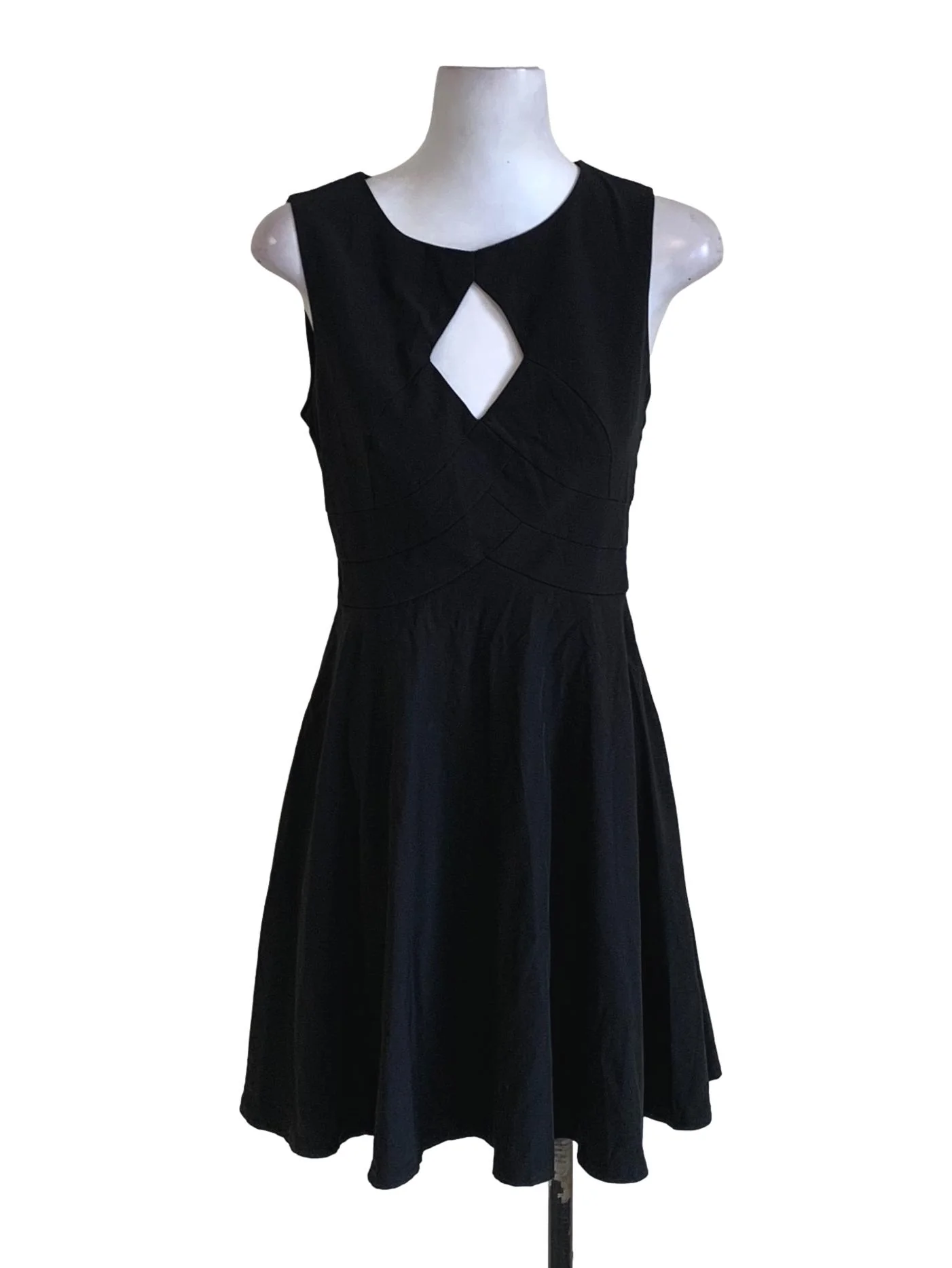 Black Bateau Neckline A-Line Dress