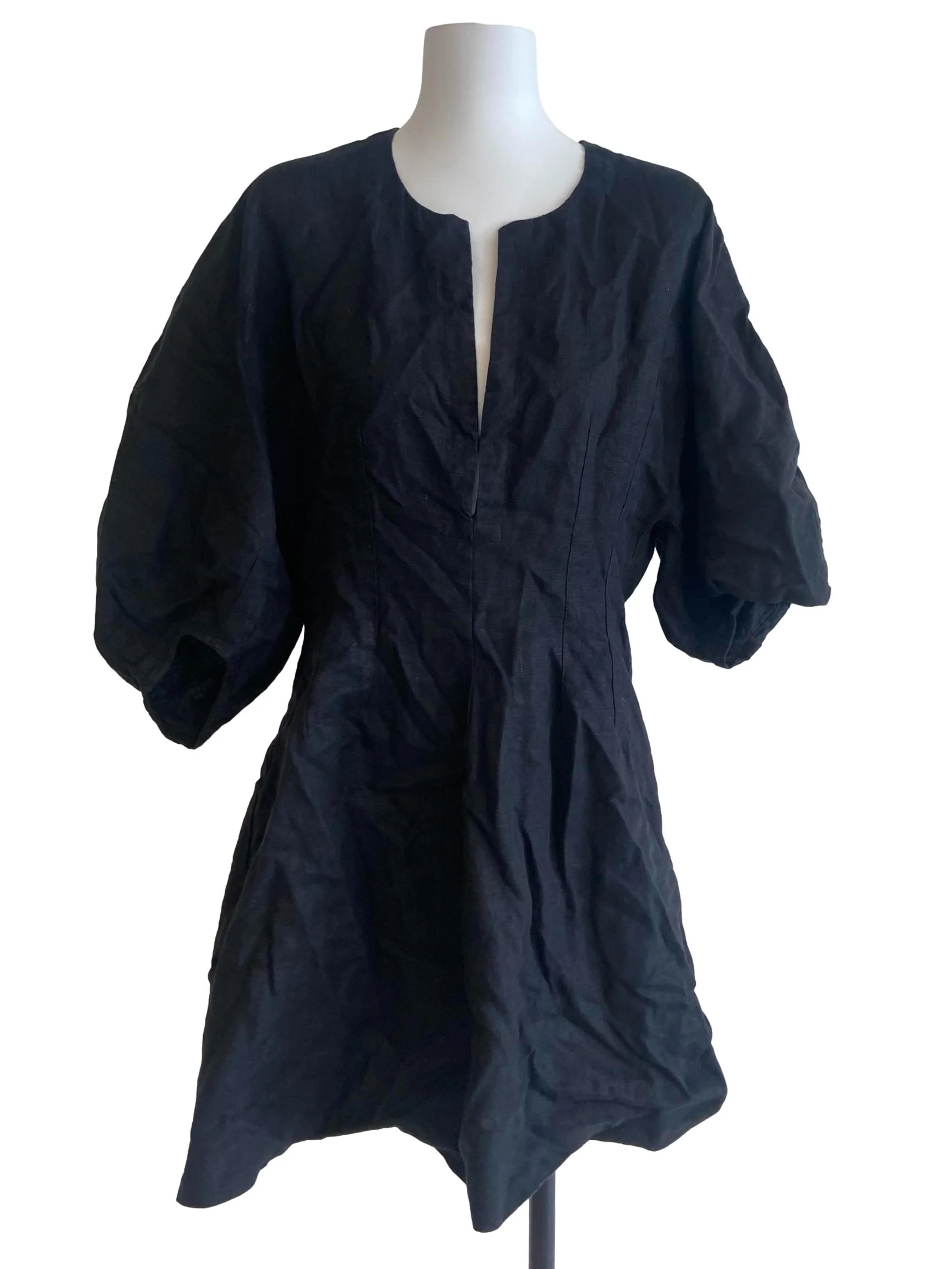 Black Batwing Sleeve A-Line Dress