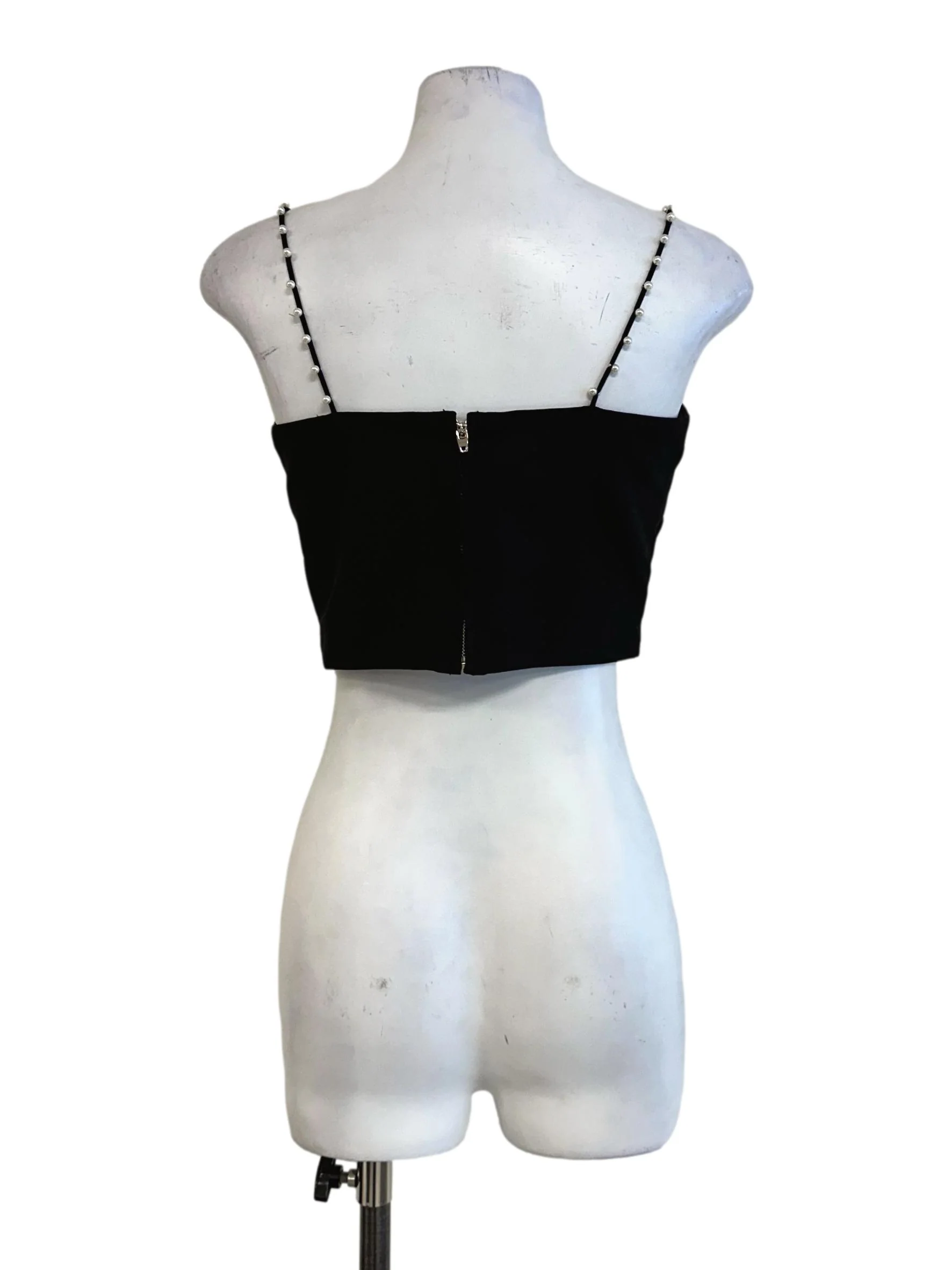 Black Beaded Spaghetti Straps Top - Image 2