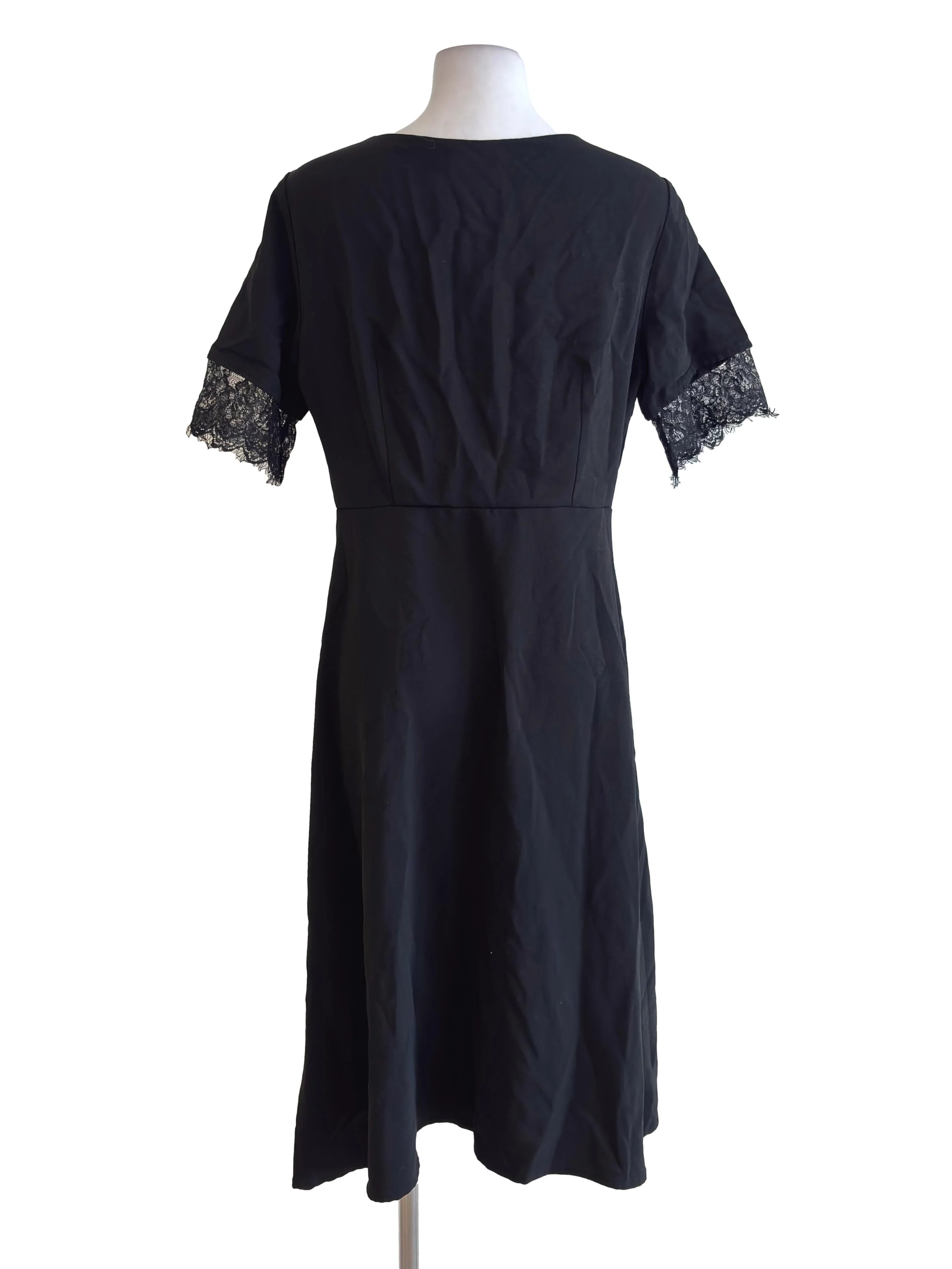 Black Button Down V Neck Dress - Image 2