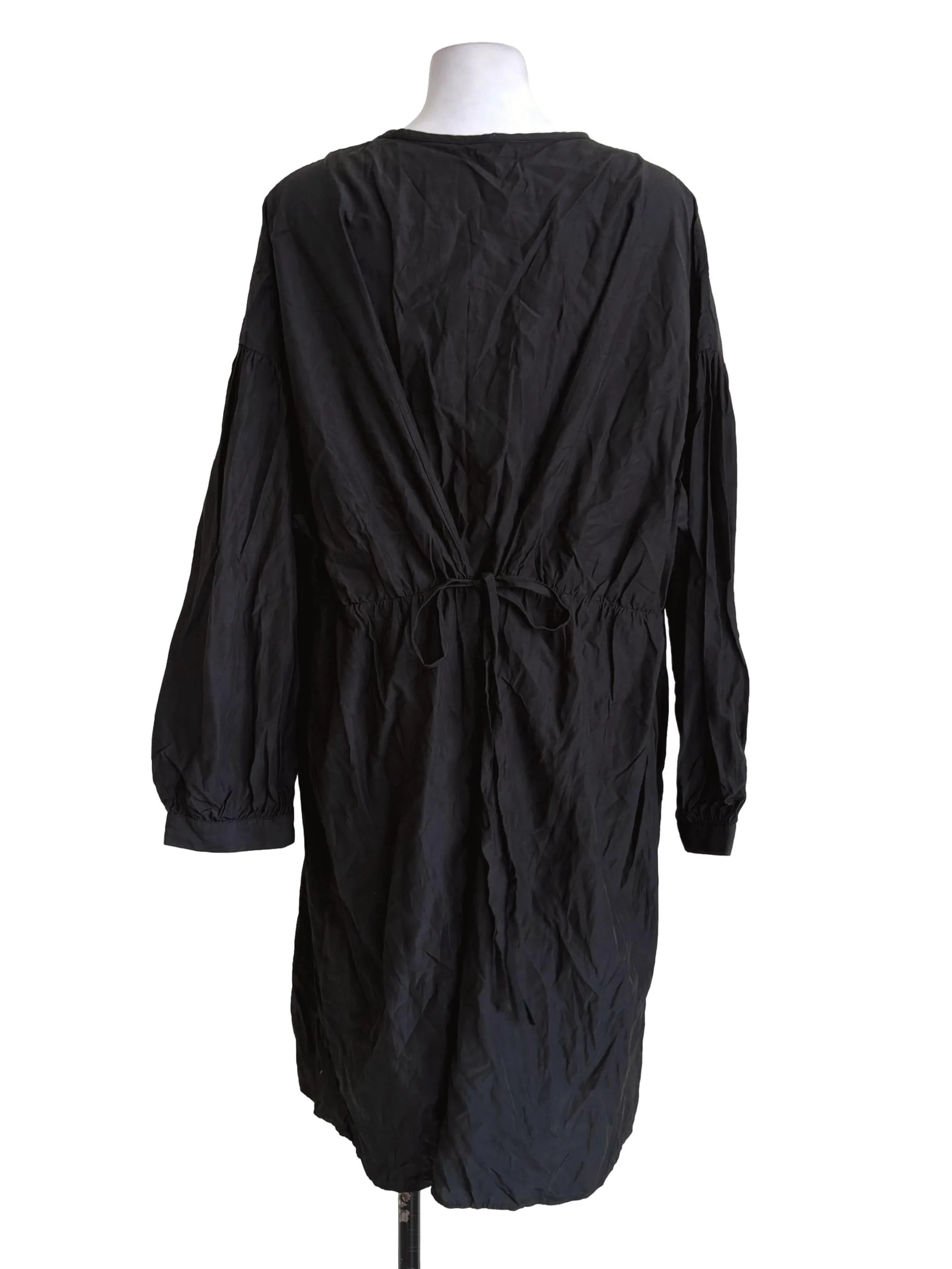 Black Buttoned A-Line Dress - Image 2