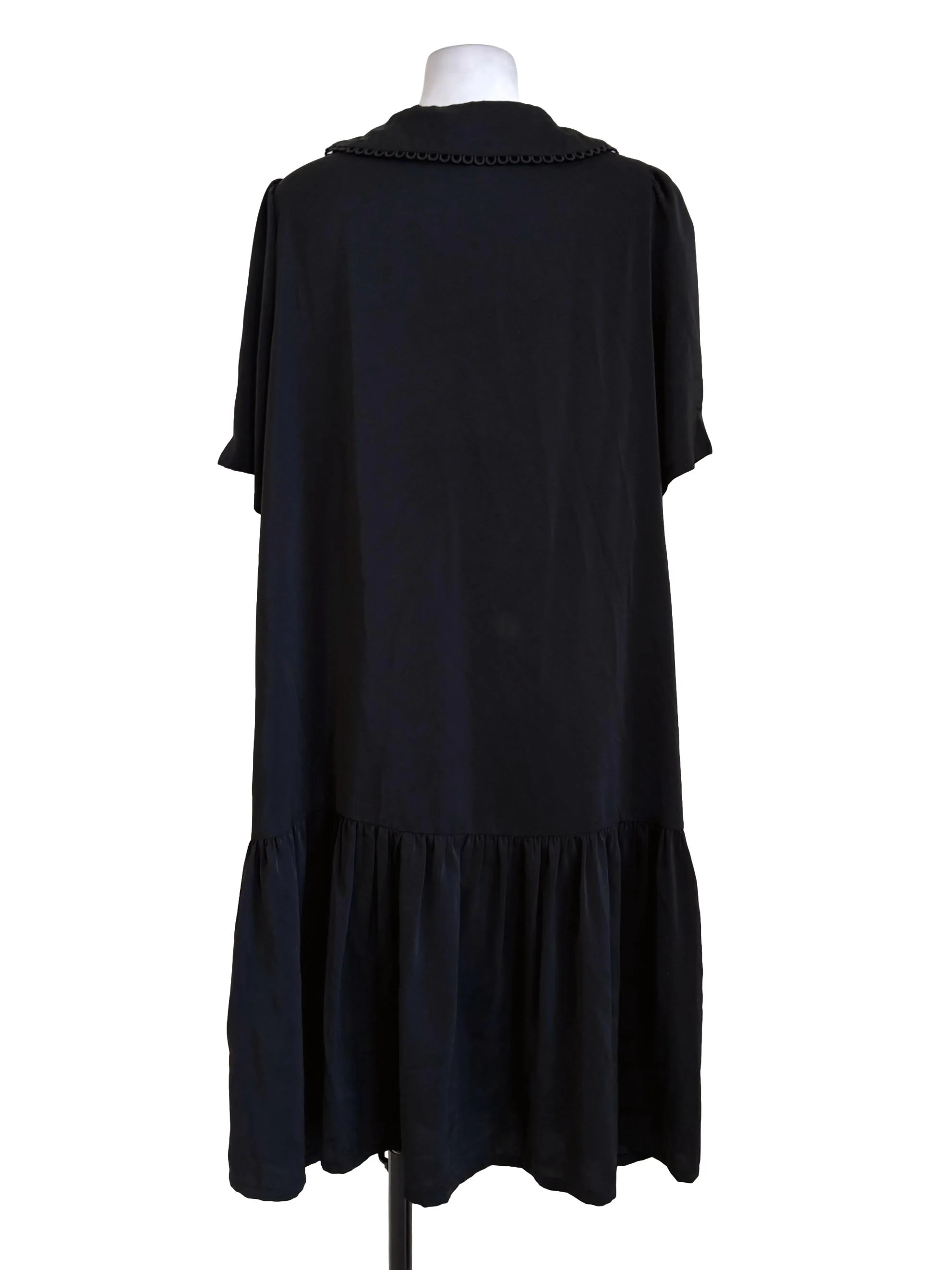 Black Buttoned Straight Puritan Collar Dress - Image 2