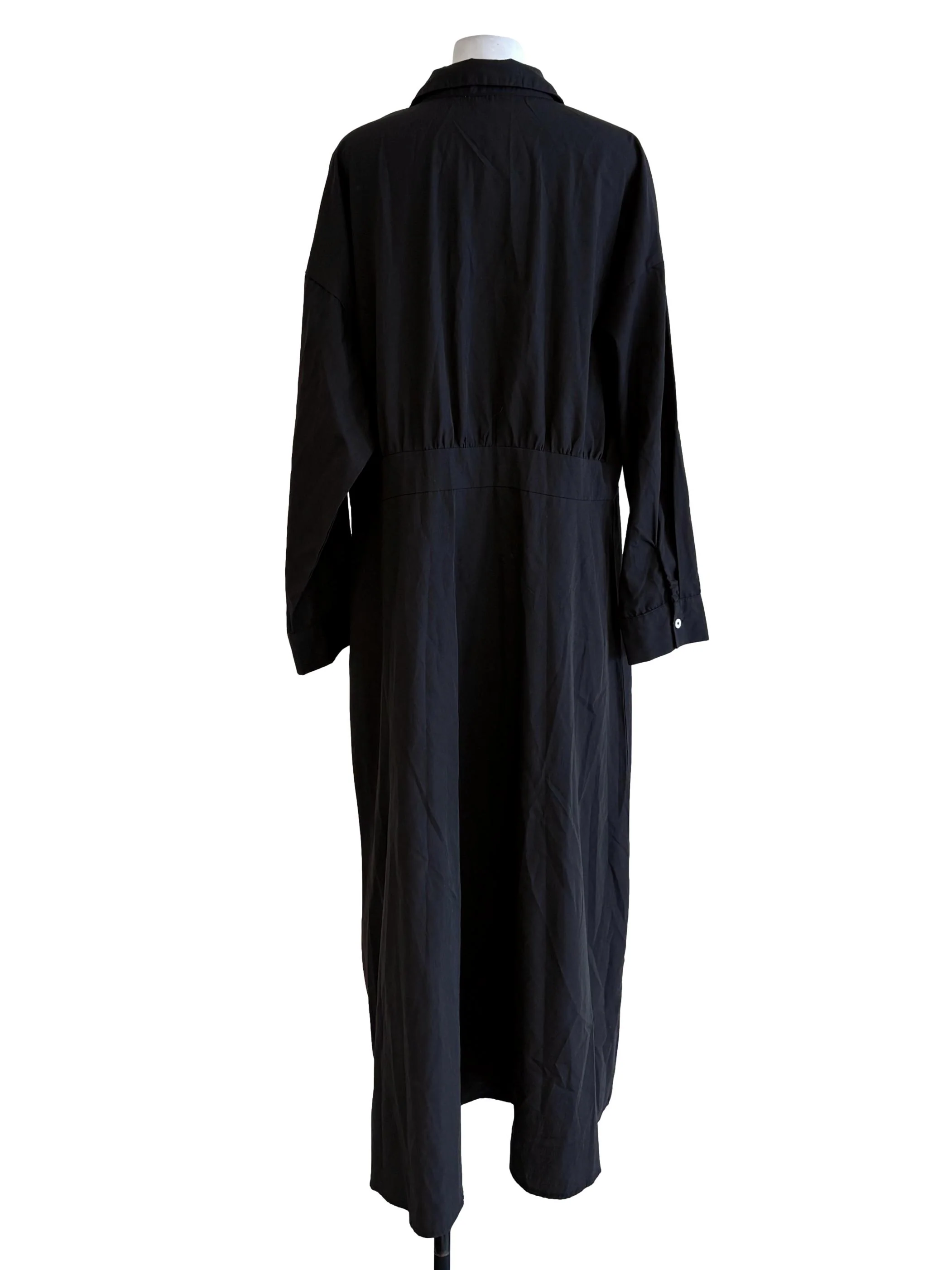 Black Buttoned Straight Shirt Dress - Image 2