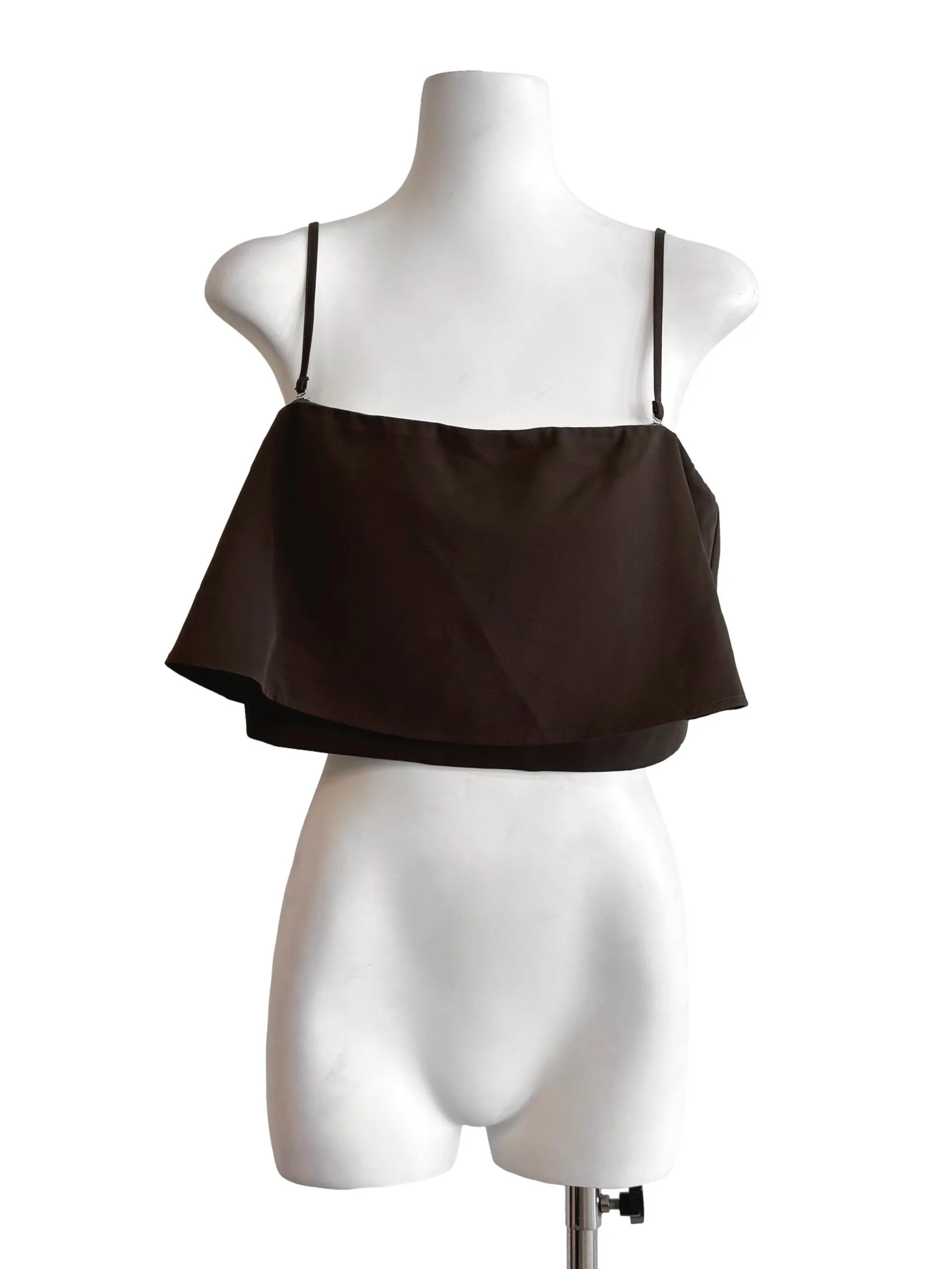 Black Coffee Spaghetti Strap Drape Top