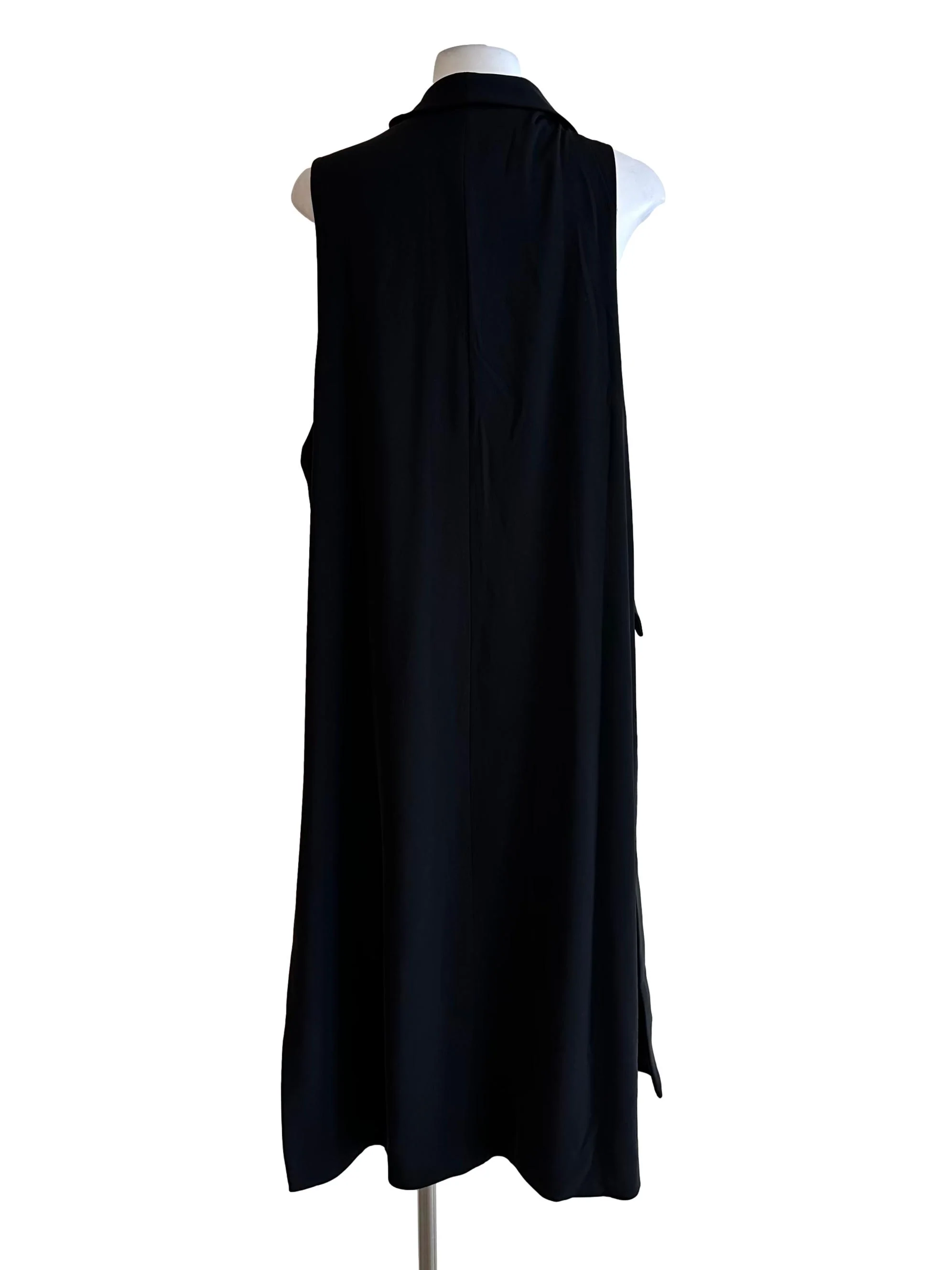 Black Collar Button Long Blazer - Image 2
