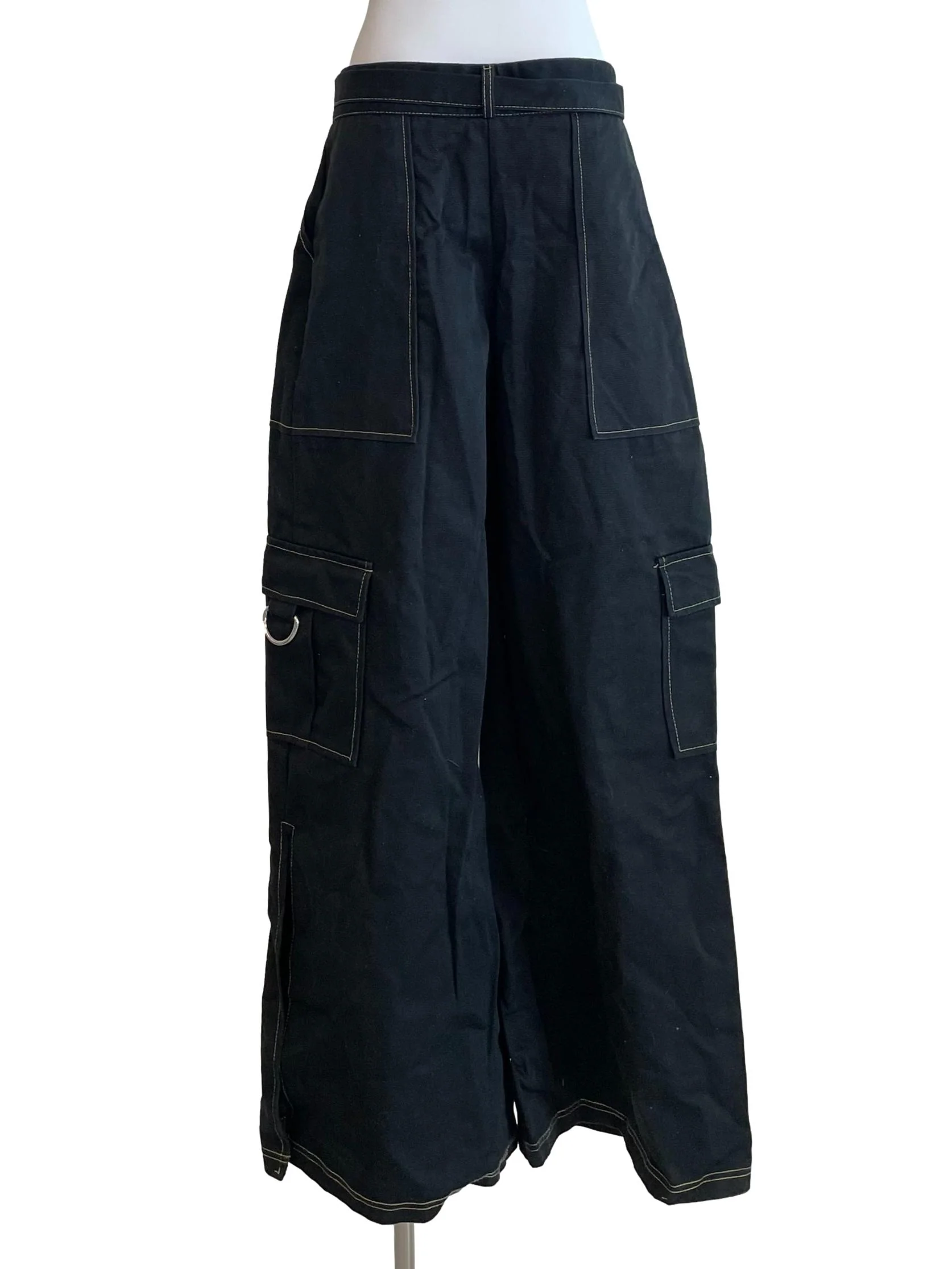 Black Contrast Stitch Bush Pants - Image 2