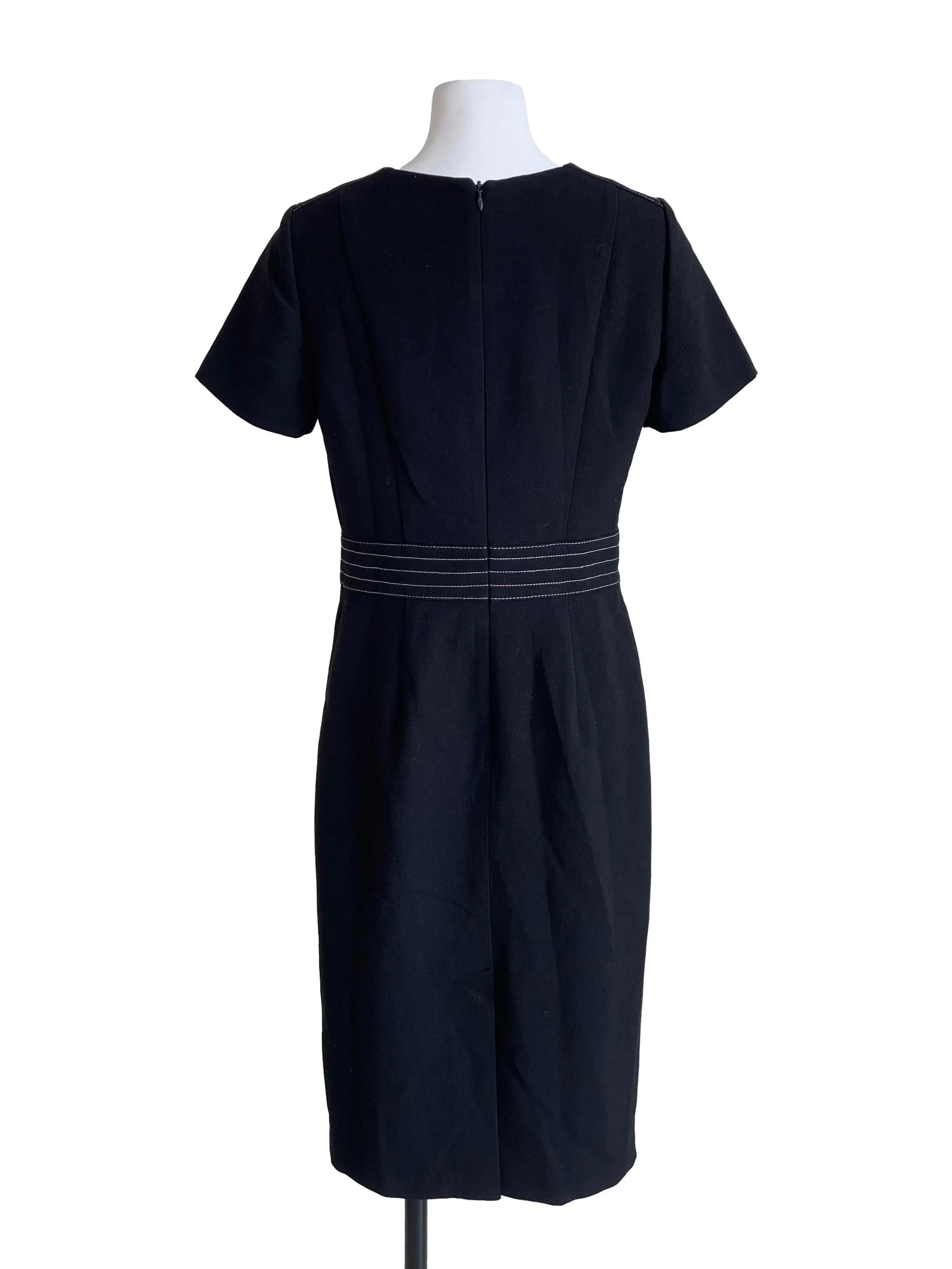 Black Contrast Stitch Slip Dress - Image 2