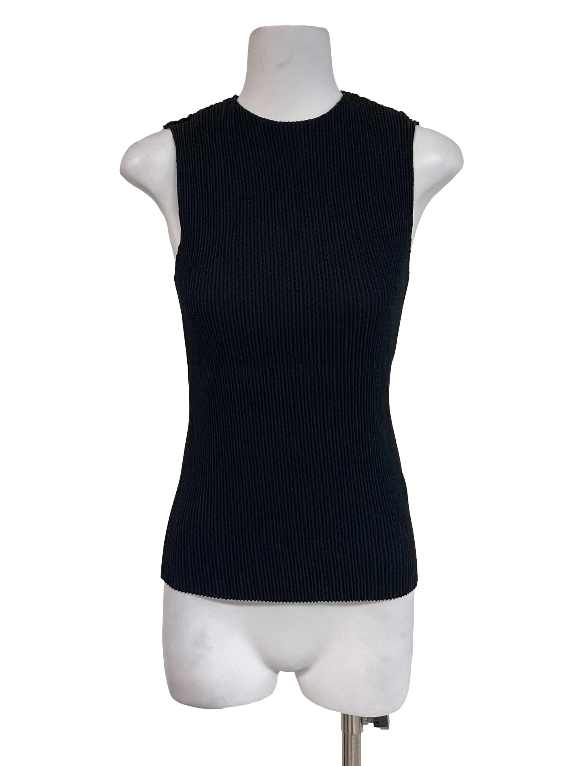 Black Crinkle Sleeveless Top OSN