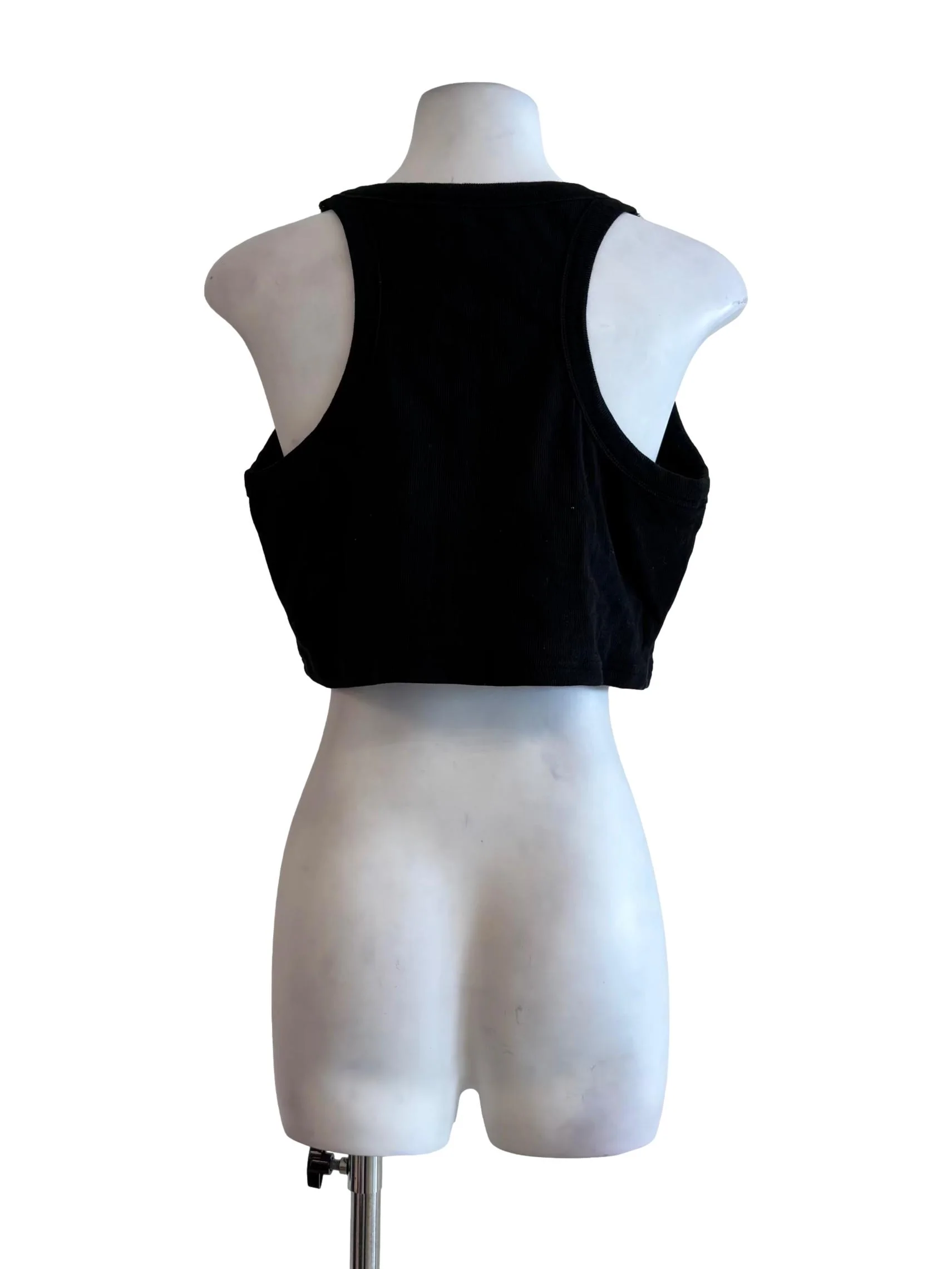 Black Cropped Halter Tank Top - Image 2