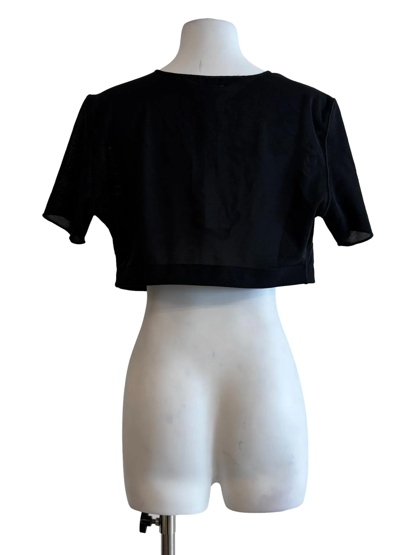 Black Cropped Mesh Top - Image 2