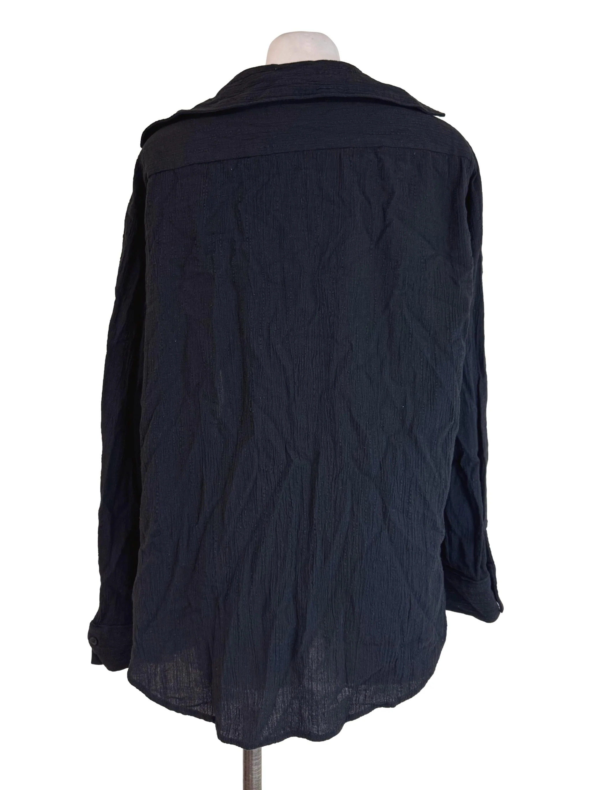 Black Crumpled Long Sleeve Blouse - Image 2