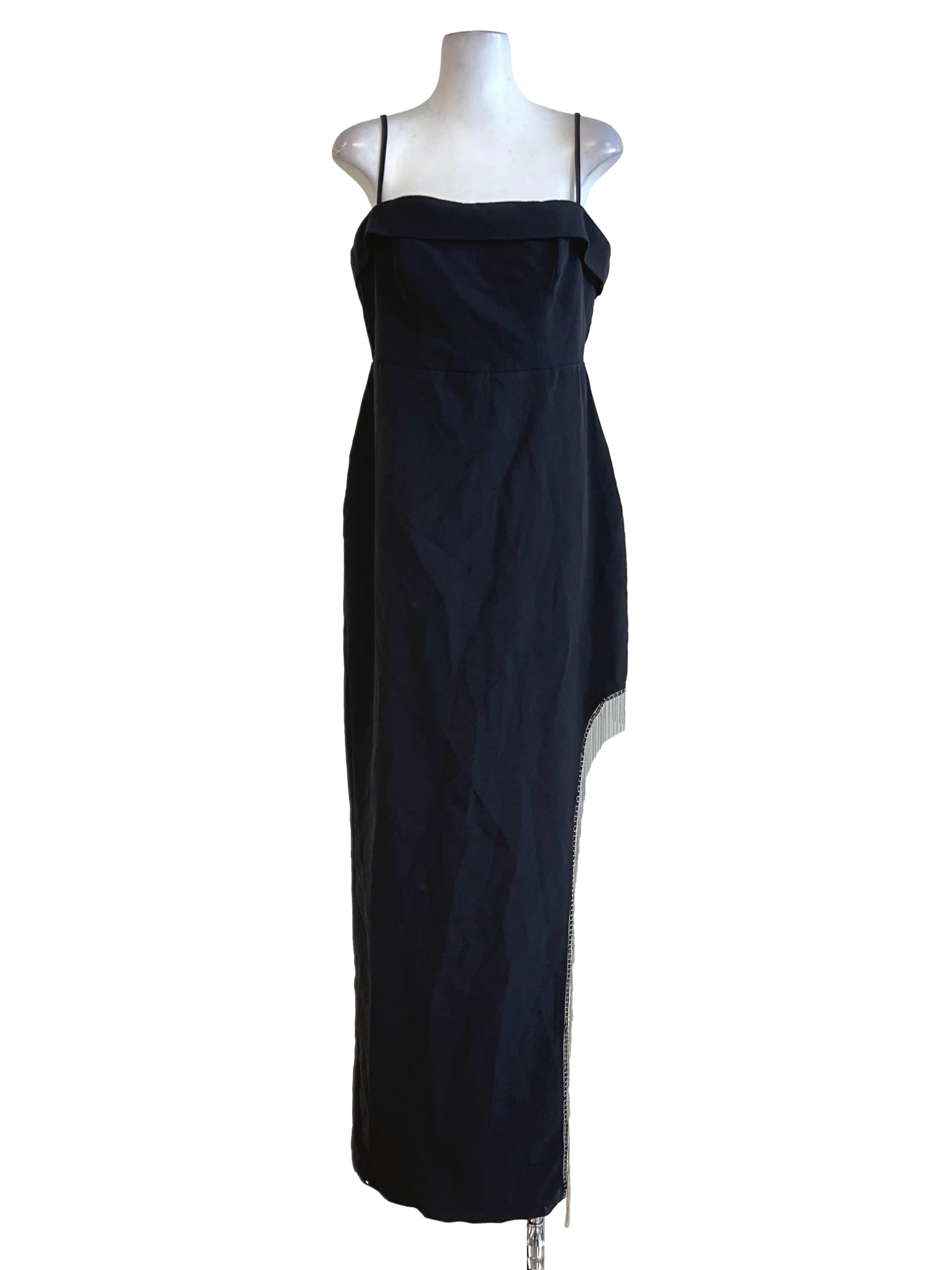 Black Fringe Asymmetrical Dress