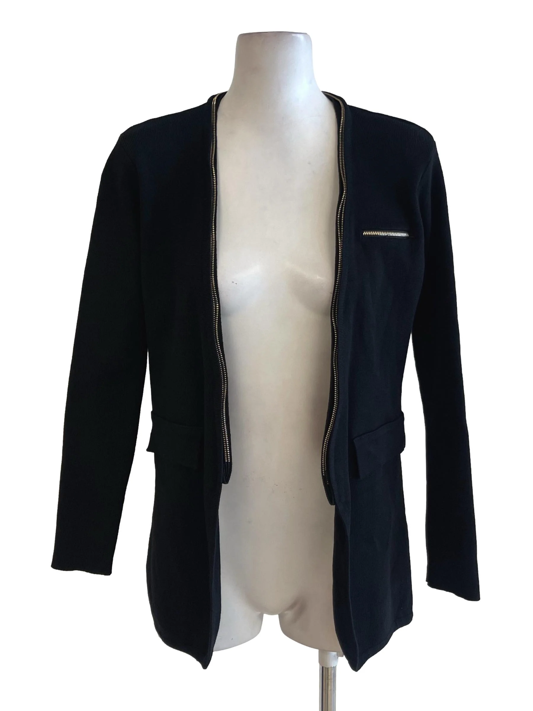 Black Decorative Golden Zip Jacket