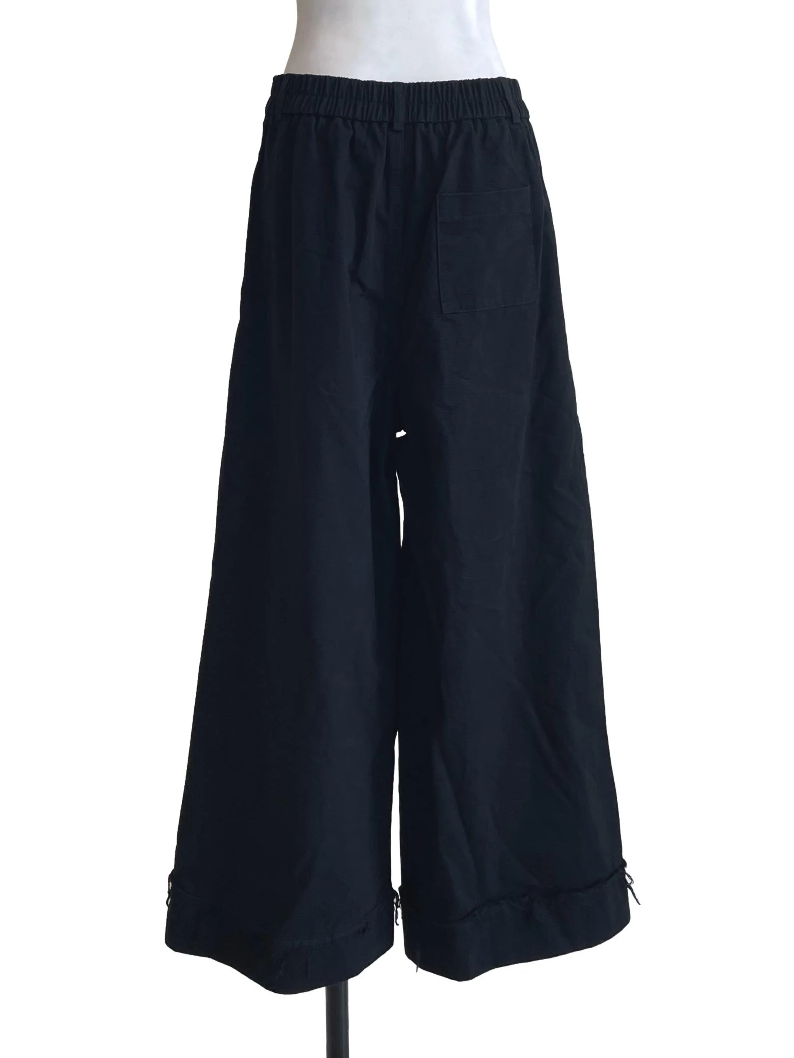 Black Denim Folded Hem Pants - Image 2
