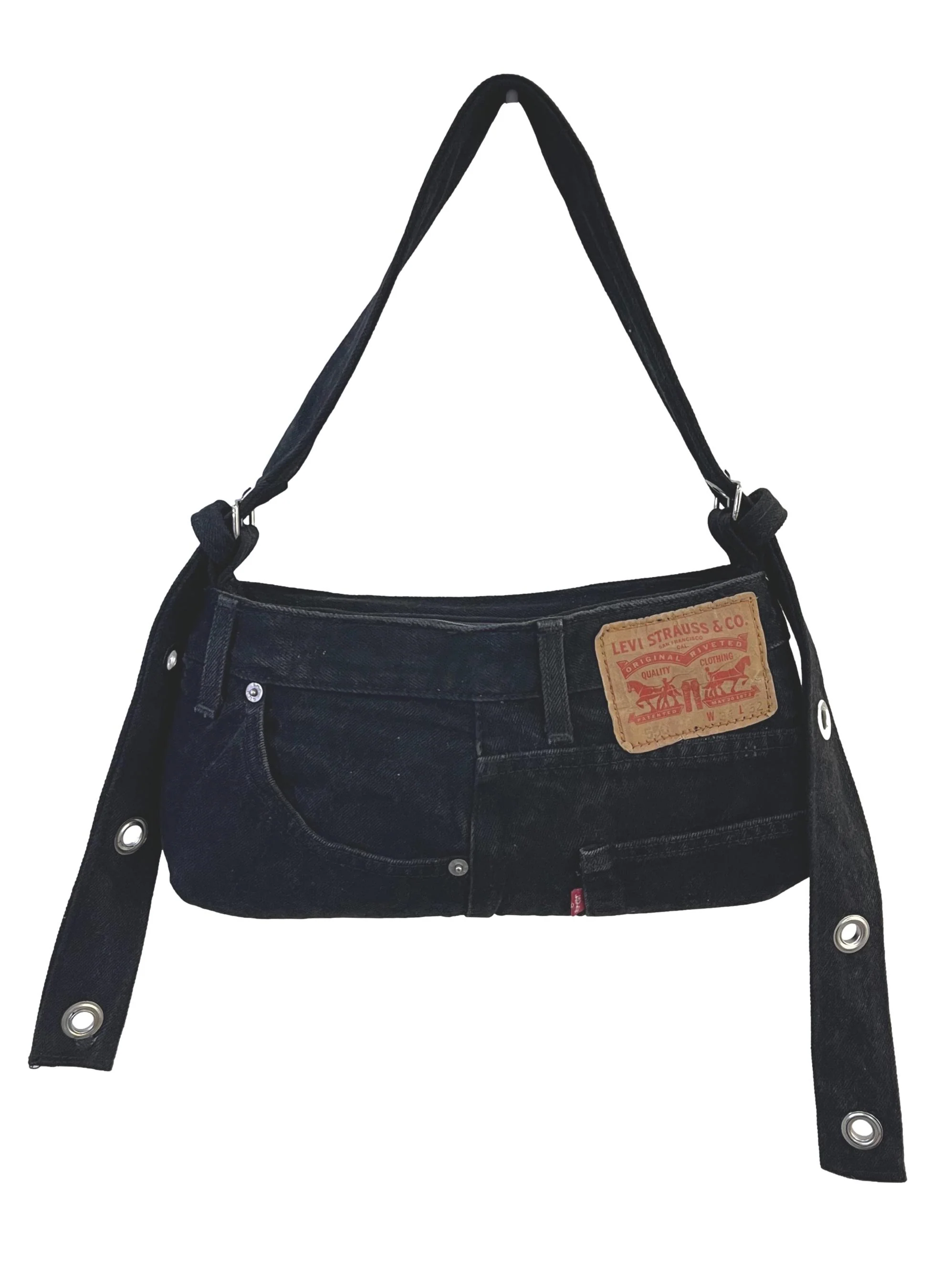 Black Denim Jeans Reworked Handbag
