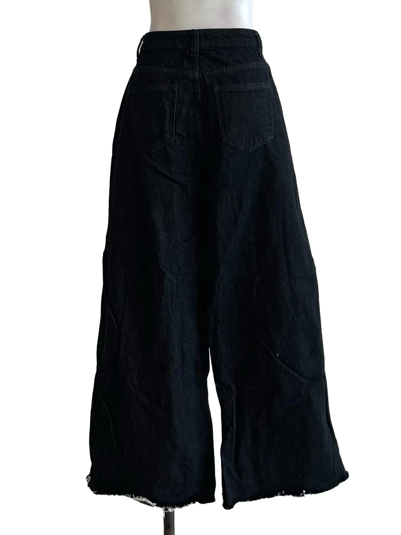 Black Denim Wide Leg Jeans - Image 2
