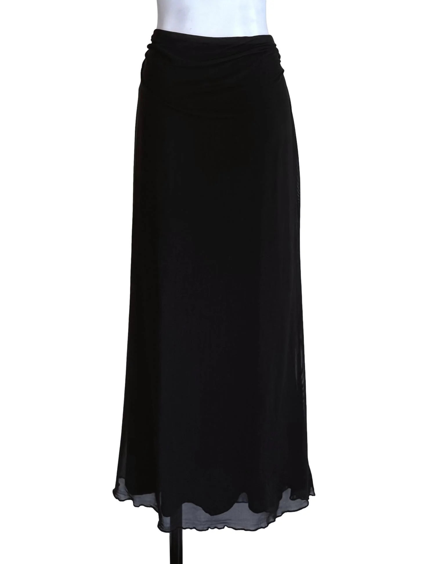 Black Draped Mesh Pencil Skirt TTR - Image 2